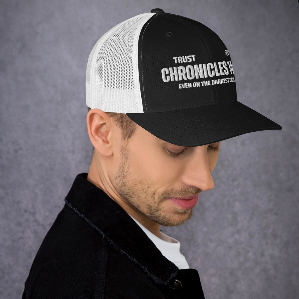 🧢 Chronicles 14:11 “Trust Even on the Darkest Days” Embroidered Trucker Snapback Hat | Hats – GodSpeed Threads