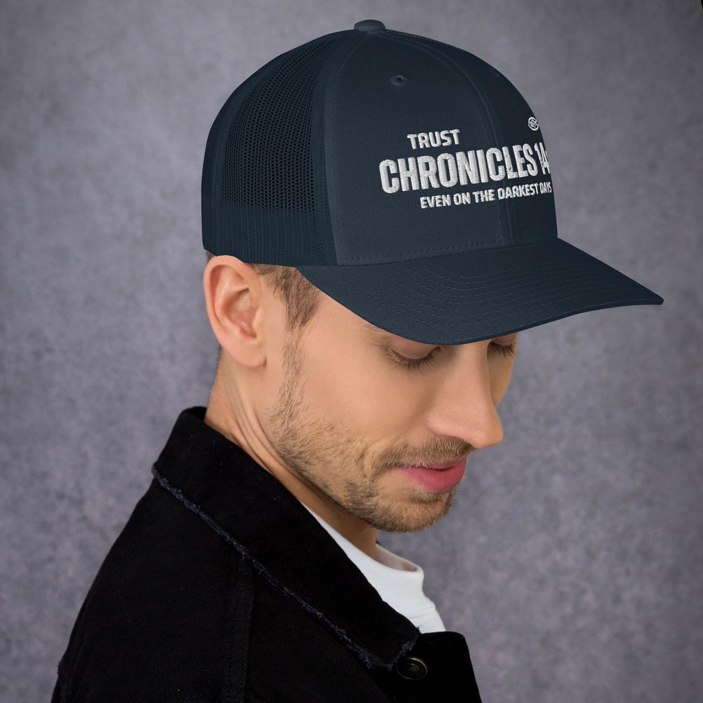 🧢 Chronicles 14:11 “Trust Even on the Darkest Days” Embroidered Trucker Snapback Hat | Hats – GodSpeed Threads