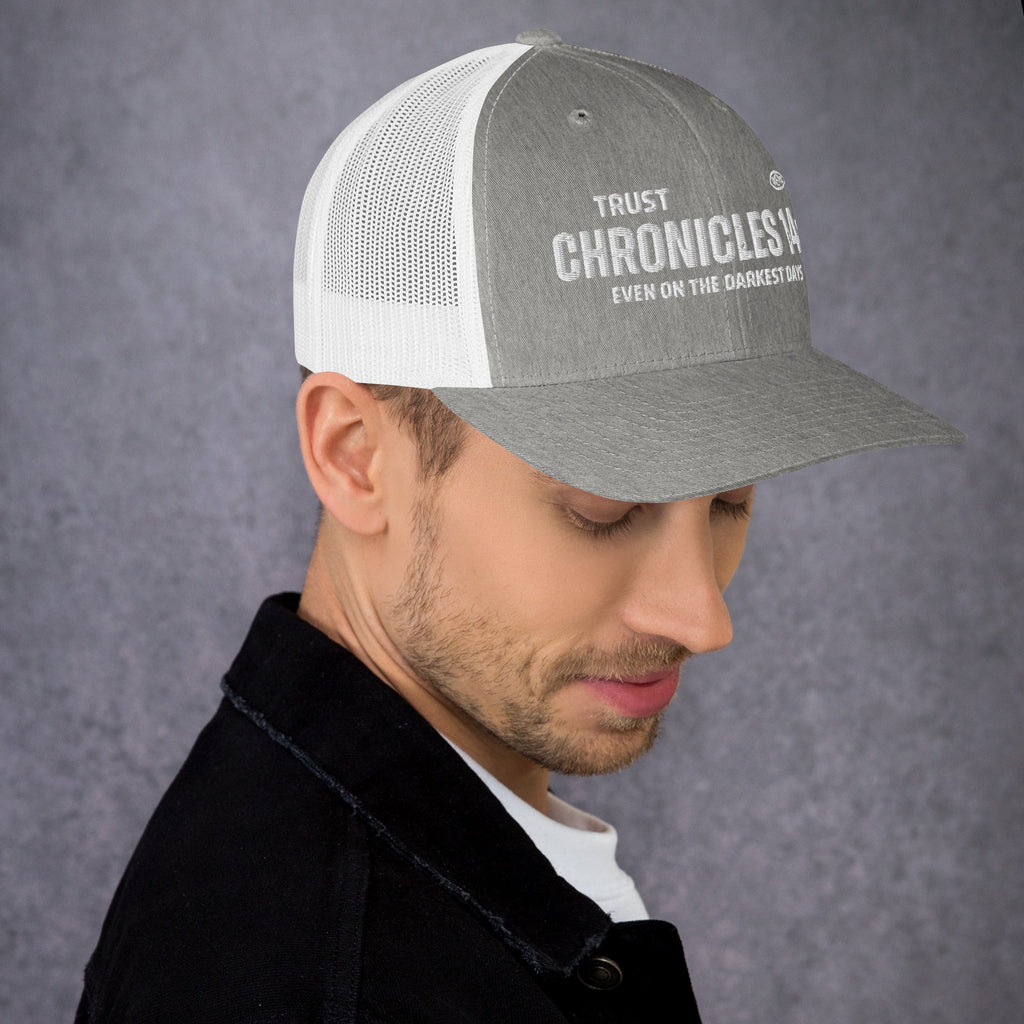 🧢 Chronicles 14:11 “Trust Even on the Darkest Days” Embroidered Trucker Snapback Hat | Hats – GodSpeed Threads