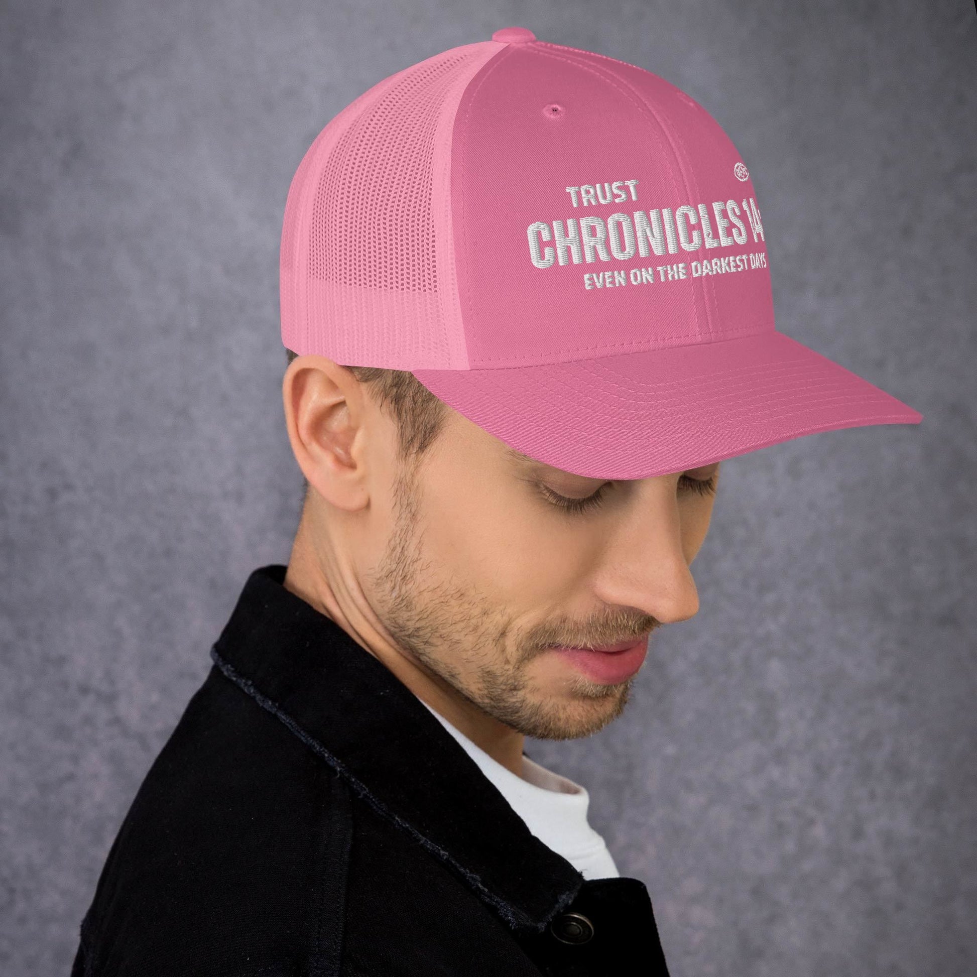 🧢 Chronicles 14:11 “Trust Even on the Darkest Days” Embroidered Trucker Snapback Hat | Hats – GodSpeed Threads