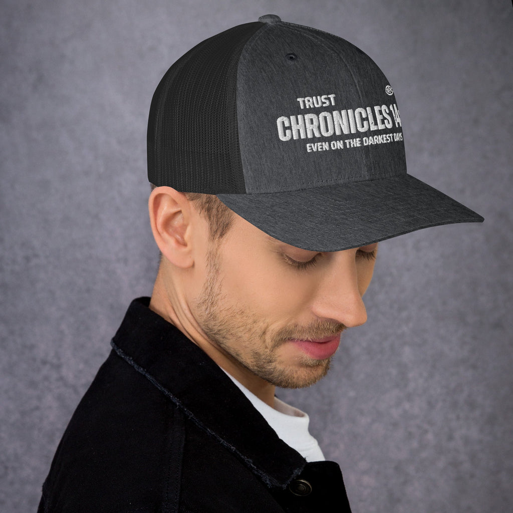 🧢 Chronicles 14:11 “Trust Even on the Darkest Days” Embroidered Trucker Snapback Hat | Hats – GodSpeed Threads