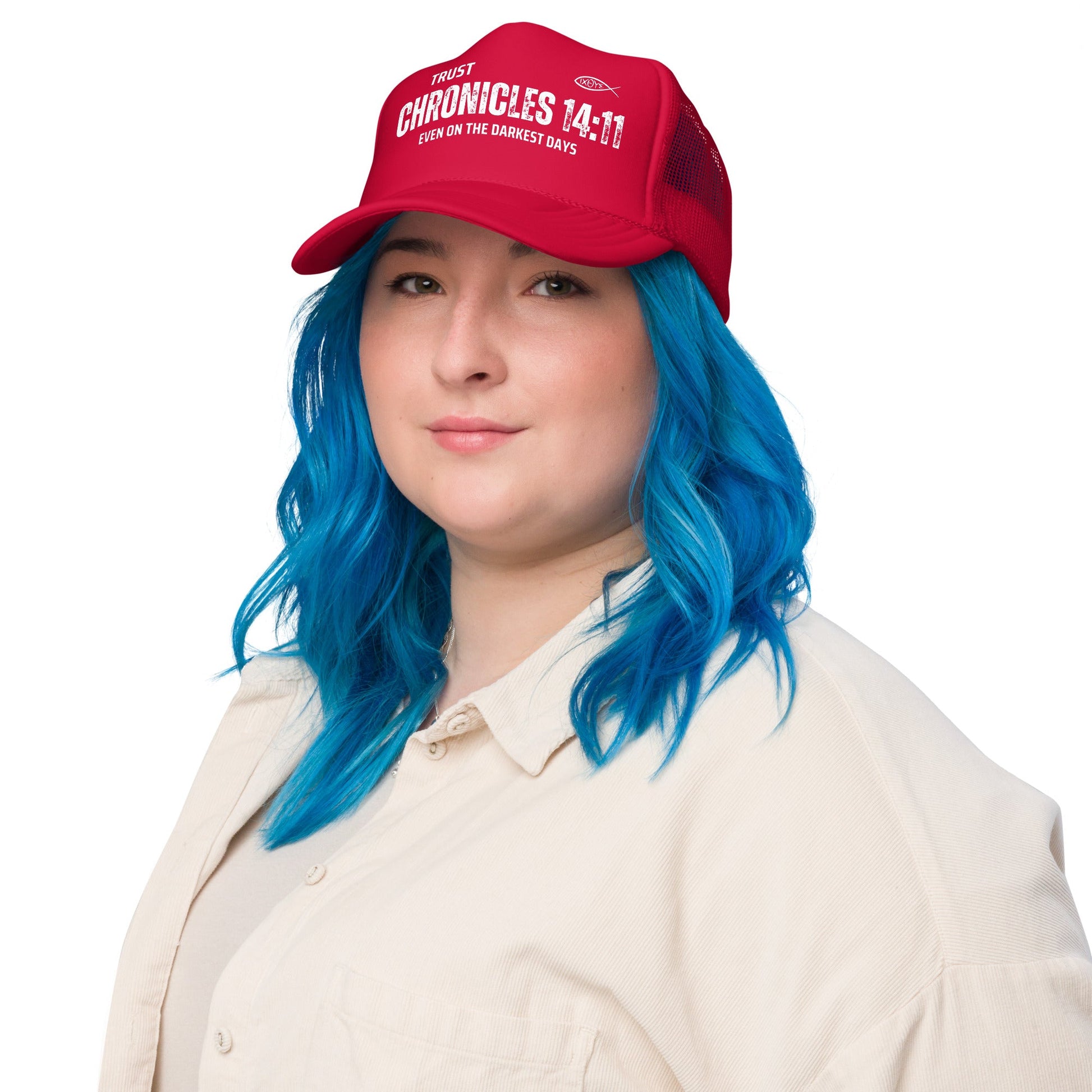 ✝️ Chronicles 14:11 “Trust Even on the Darkest Days” Snapback Foam Trucker Hat – Faith - Inspired Headwear | Hats – GodSpeed Threads