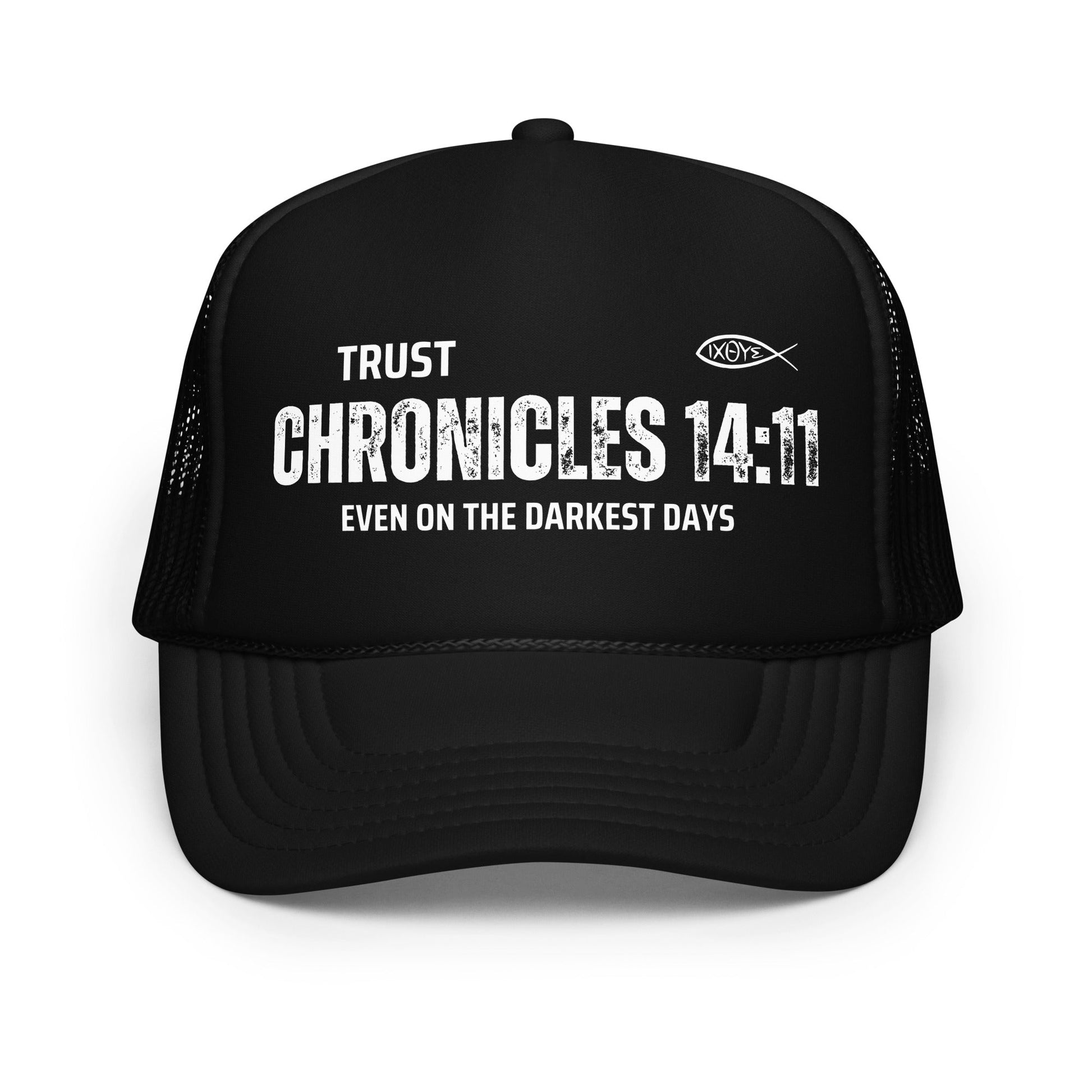 ✝️ Chronicles 14:11 “Trust Even on the Darkest Days” Snapback Foam Trucker Hat – Faith - Inspired Headwear | Hats – GodSpeed Threads