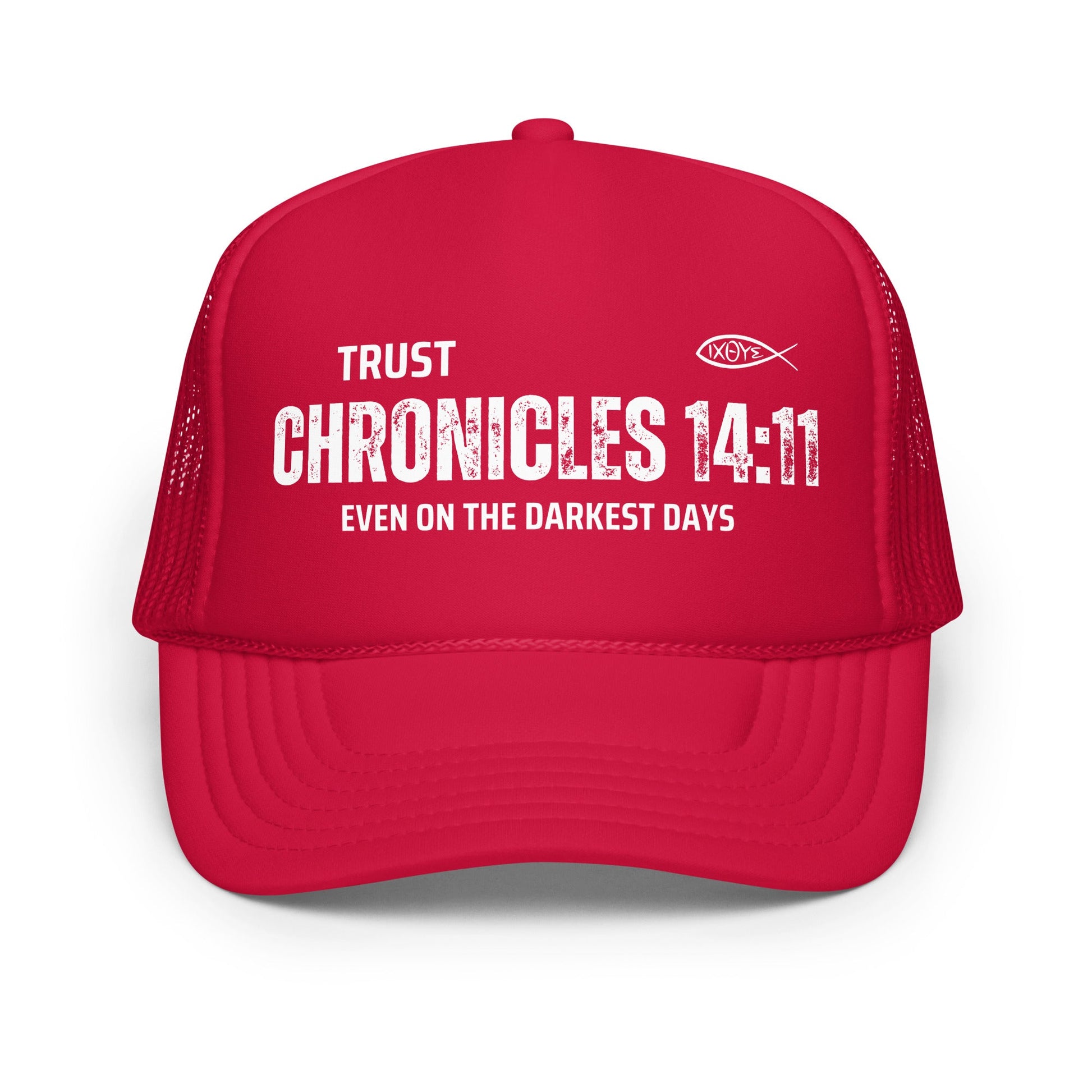✝️ Chronicles 14:11 “Trust Even on the Darkest Days” Snapback Foam Trucker Hat – Faith - Inspired Headwear | Hats – GodSpeed Threads