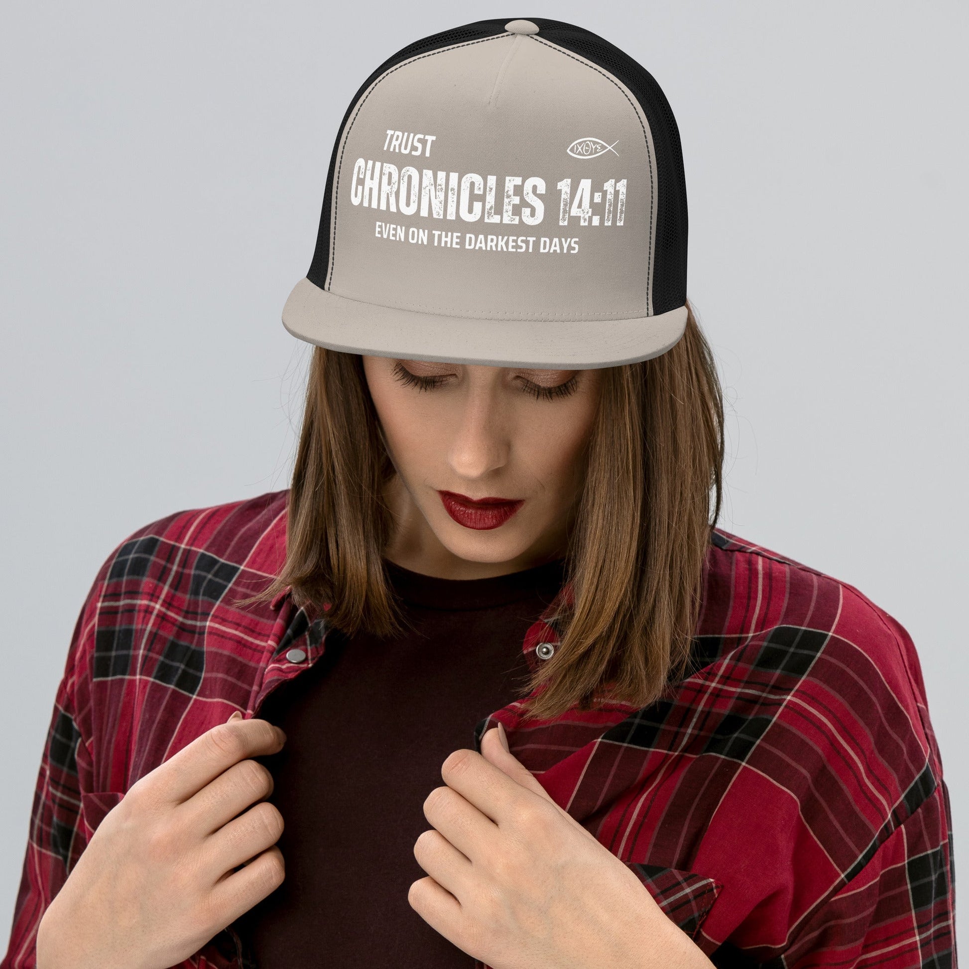 🧢 Chronicles 14:11 “Trust Even on the Darkest Days” Trucker Snapback Hat – Faith - Inspired Streetwear | Hats – GodSpeed Threads