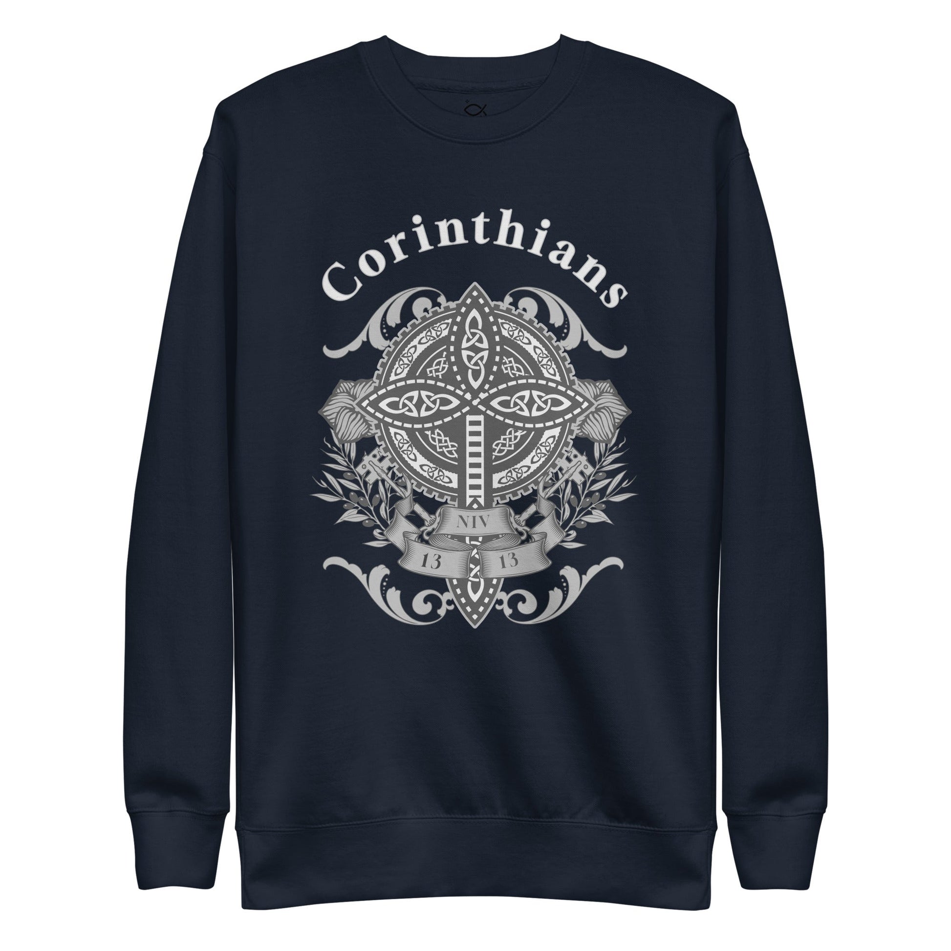 ✝️ Corinthians 13:13 Crewneck Sweatshirt – Faith, Hope & Love Celtic Cross Design | sweatshirts – GodSpeed Threads