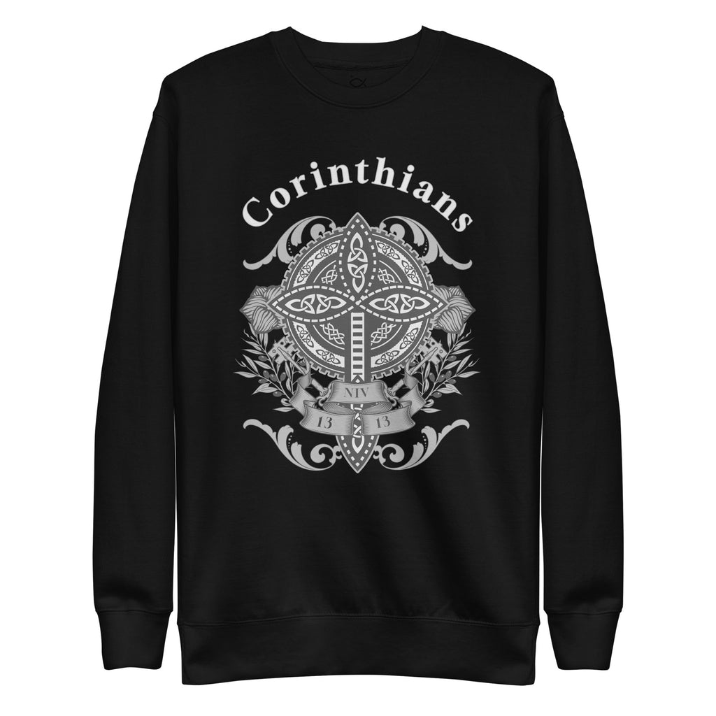 ✝️ Corinthians 13:13 Crewneck Sweatshirt – Faith, Hope & Love Celtic Cross Design | sweatshirts – GodSpeed Threads