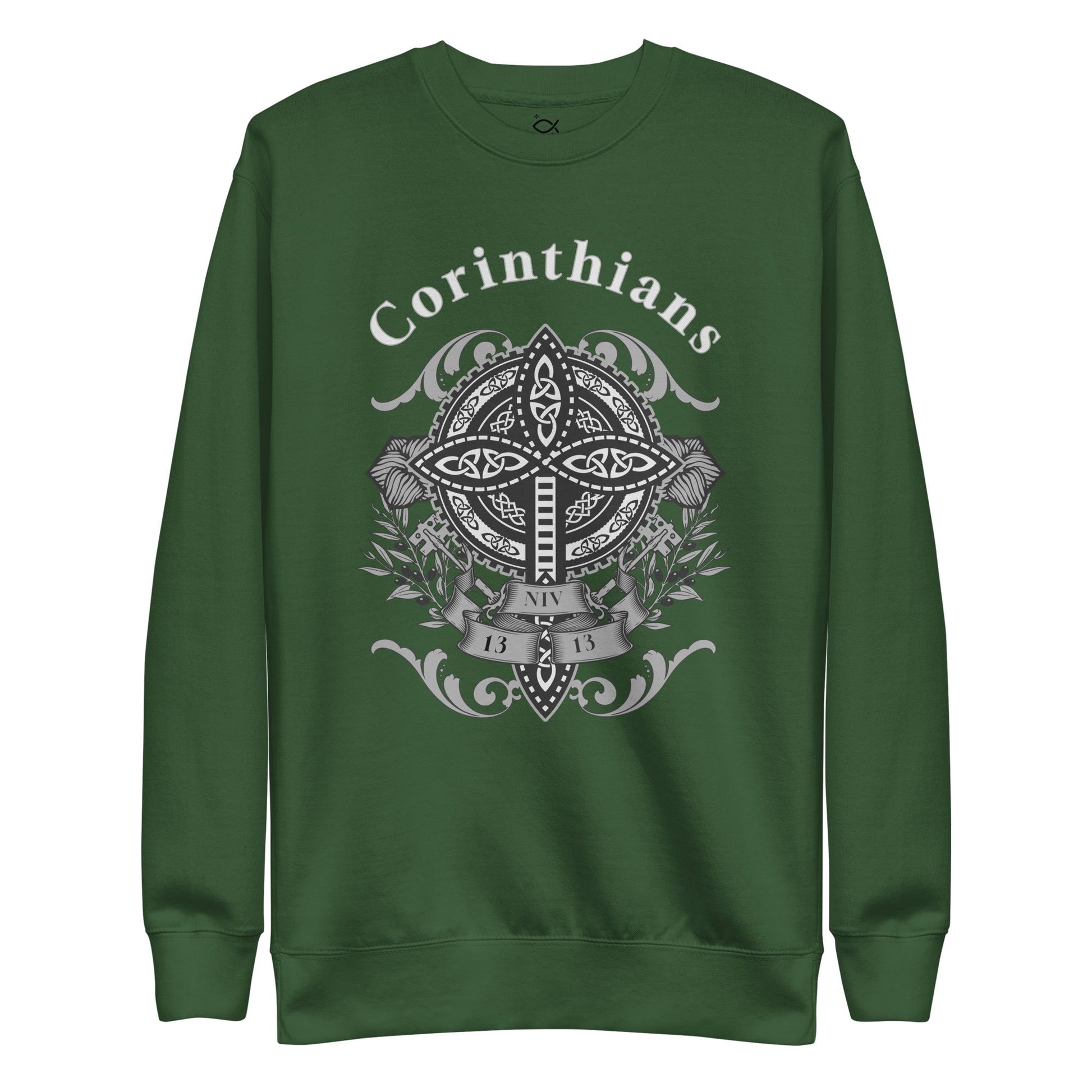 ✝️ Corinthians 13:13 Crewneck Sweatshirt – Faith, Hope & Love Celtic Cross Design | sweatshirts – GodSpeed Threads