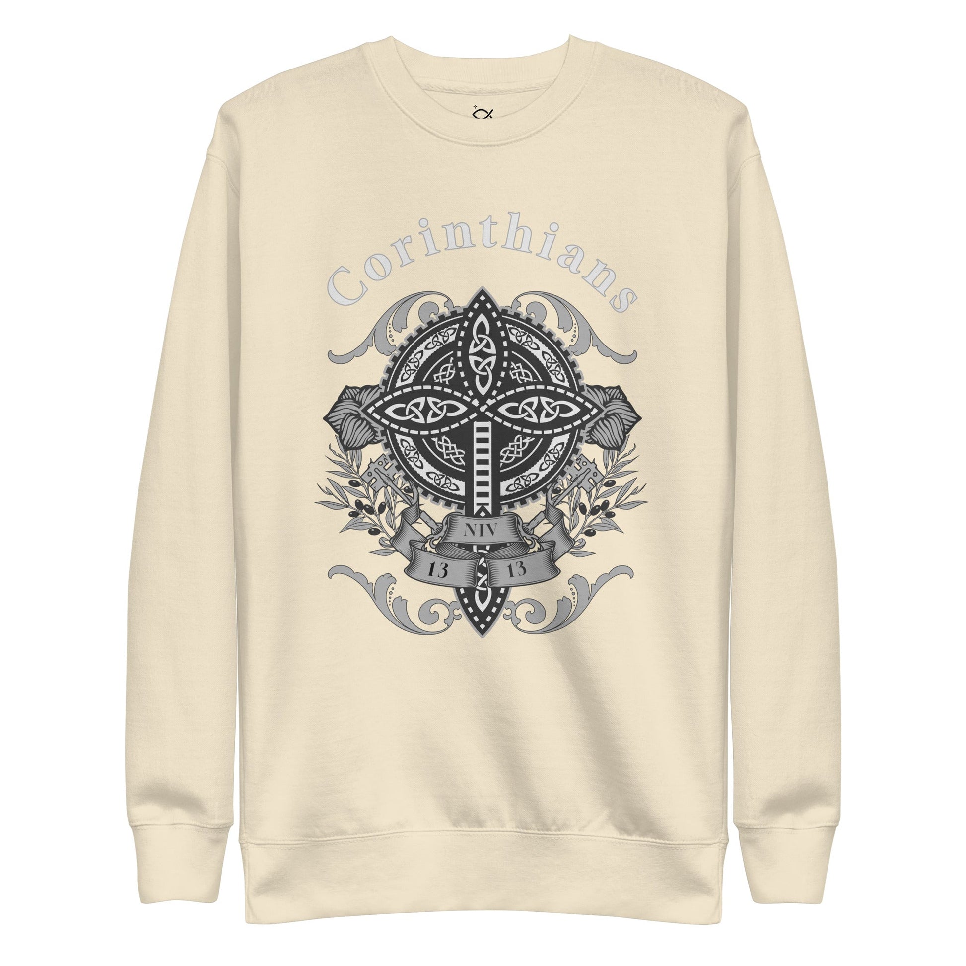 ✝️ Corinthians 13:13 Crewneck Sweatshirt – Faith, Hope & Love Celtic Cross Design | sweatshirts – GodSpeed Threads