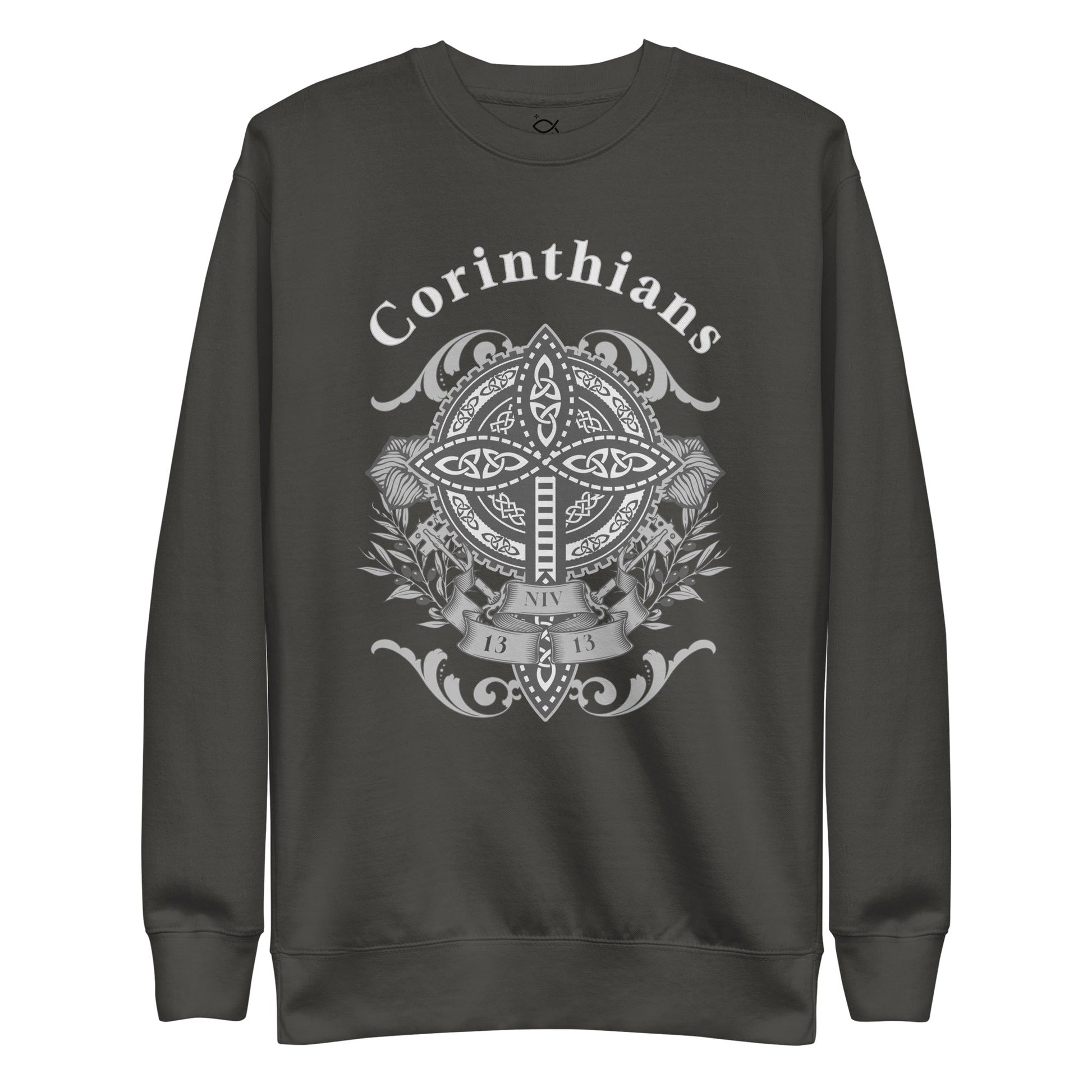 ✝️ Corinthians 13:13 Crewneck Sweatshirt – Faith, Hope & Love Celtic Cross Design | sweatshirts – GodSpeed Threads