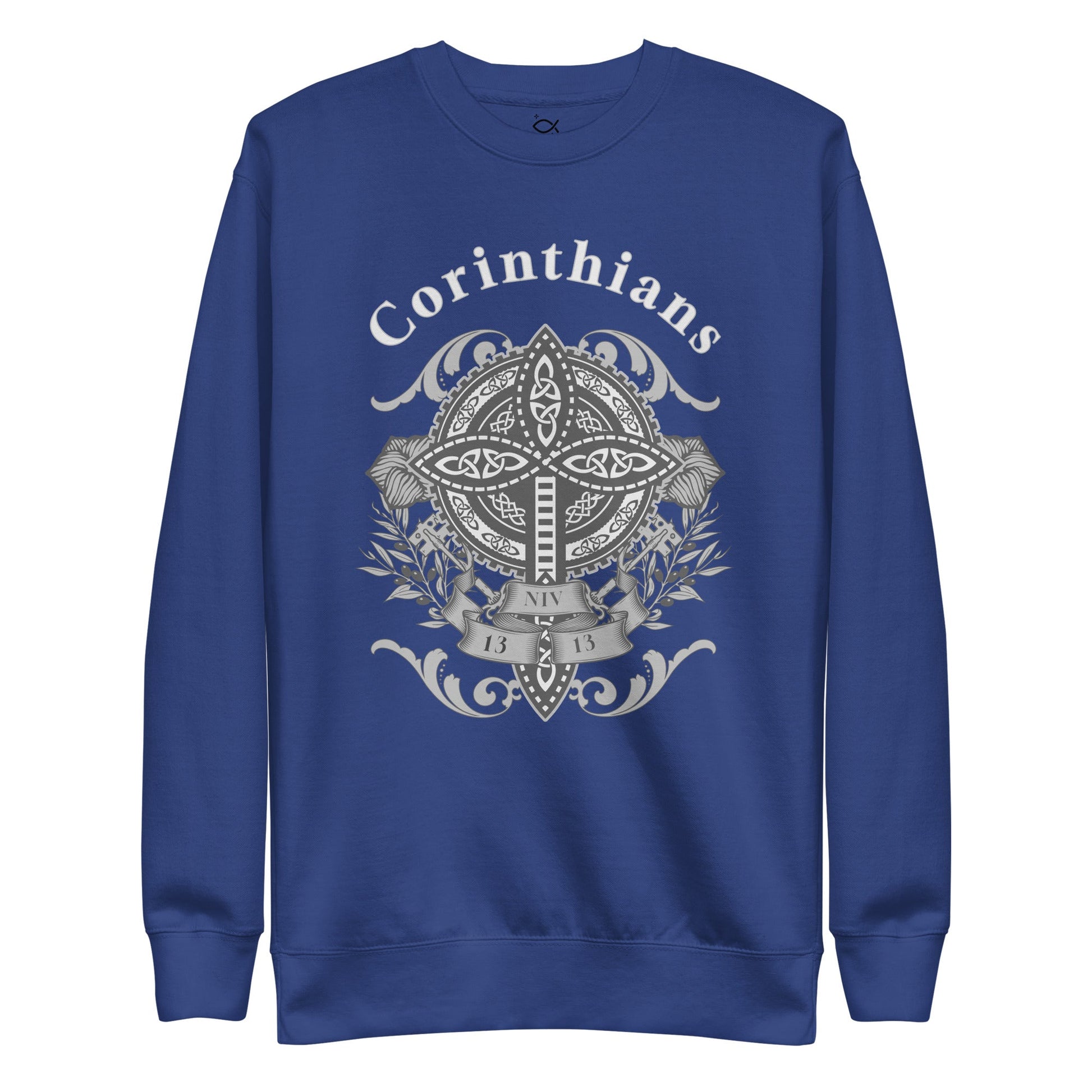 ✝️ Corinthians 13:13 Crewneck Sweatshirt – Faith, Hope & Love Celtic Cross Design | sweatshirts – GodSpeed Threads