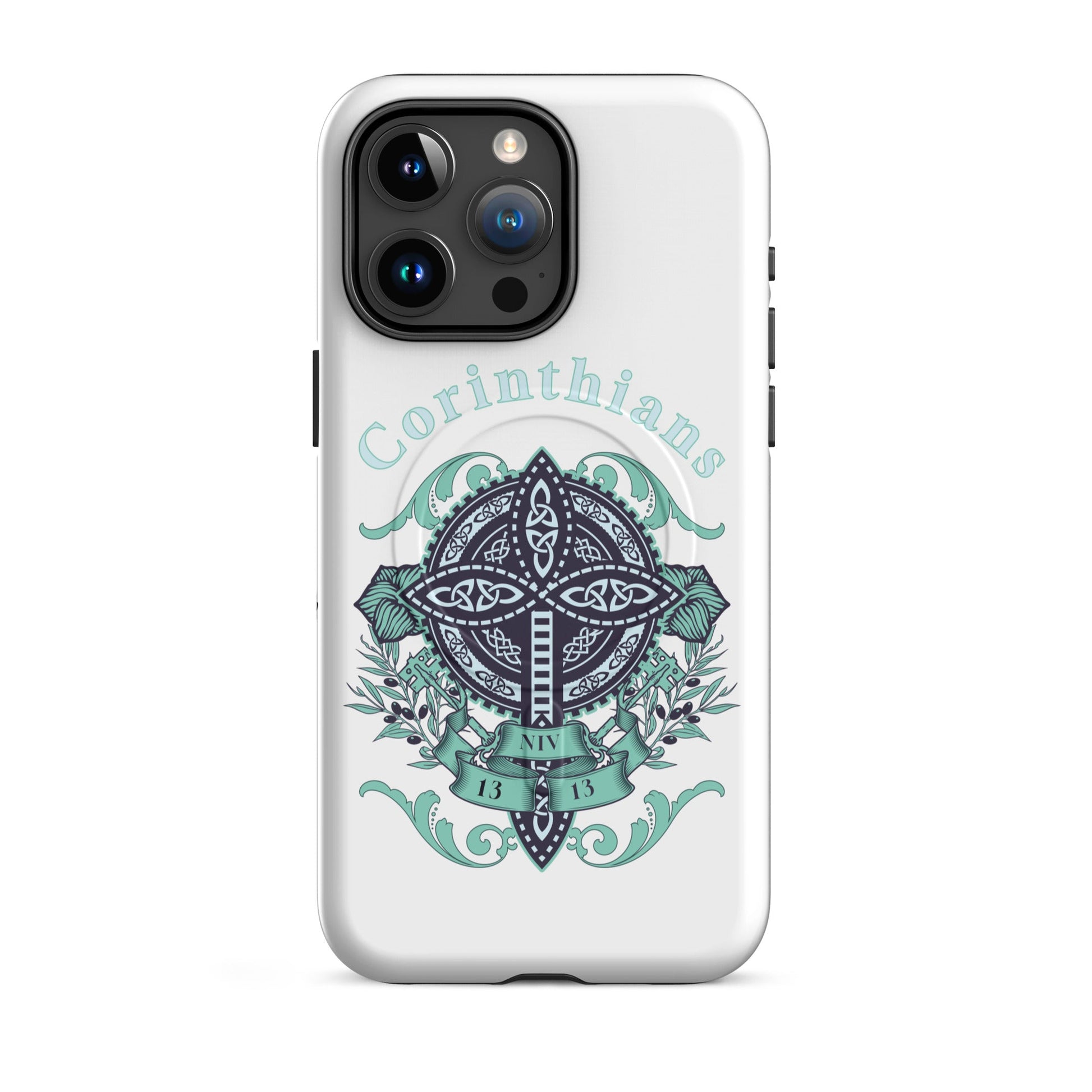 Corinthians 13:4 - 7 Celtic Cross (Teal Edition) – MagSafe® Tough Case for iPhone | Phone Case – GodSpeed Threads