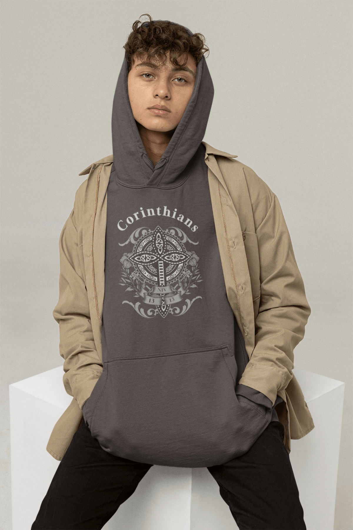 ✝️ Corinthians Celtic Cross Hoodie – Faith, Strength & Heritage | Hoodies – GodSpeed Threads