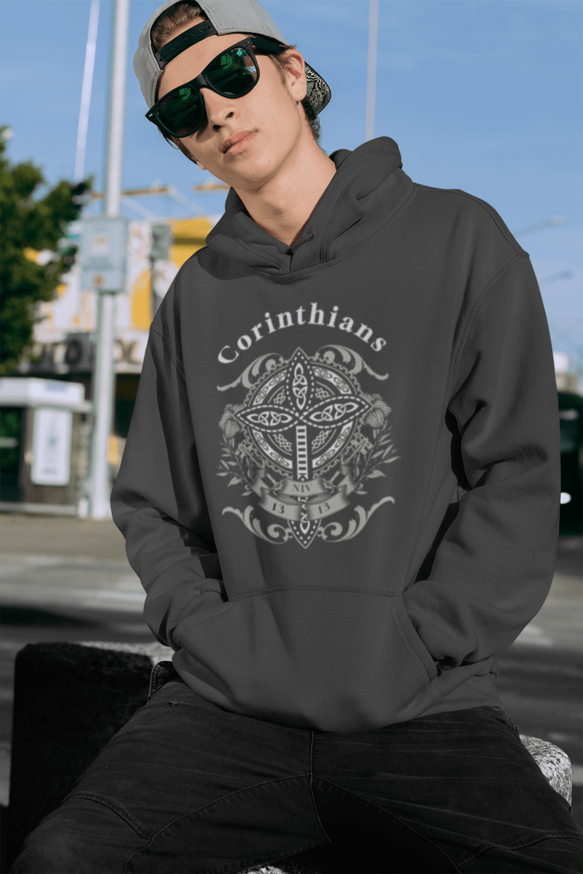 ✝️ Corinthians Celtic Cross Hoodie – Faith, Strength & Heritage | Hoodies – GodSpeed Threads