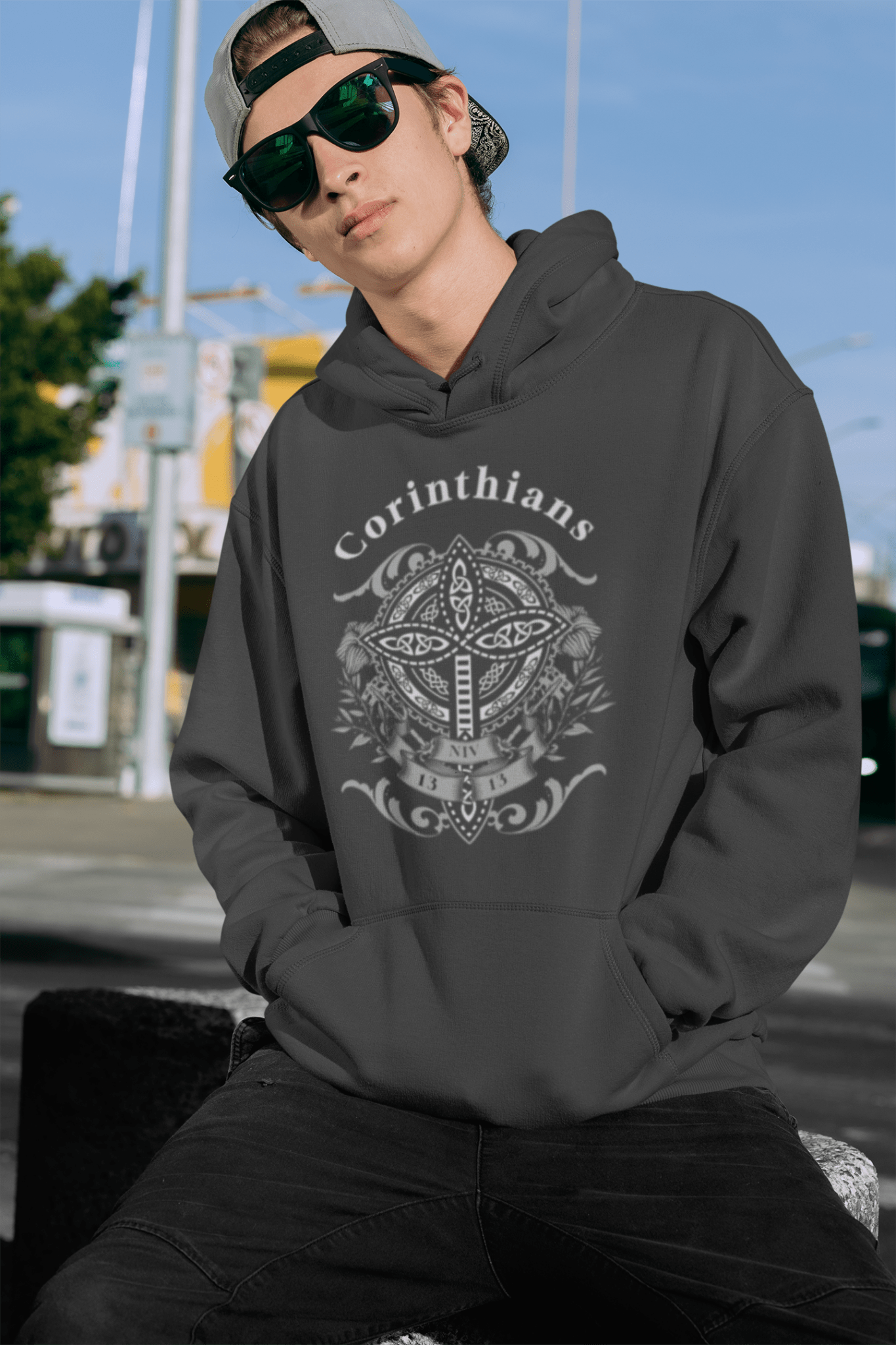 ✝️ Corinthians Celtic Cross Hoodie – Faith, Strength & Heritage | Hoodies – GodSpeed Threads