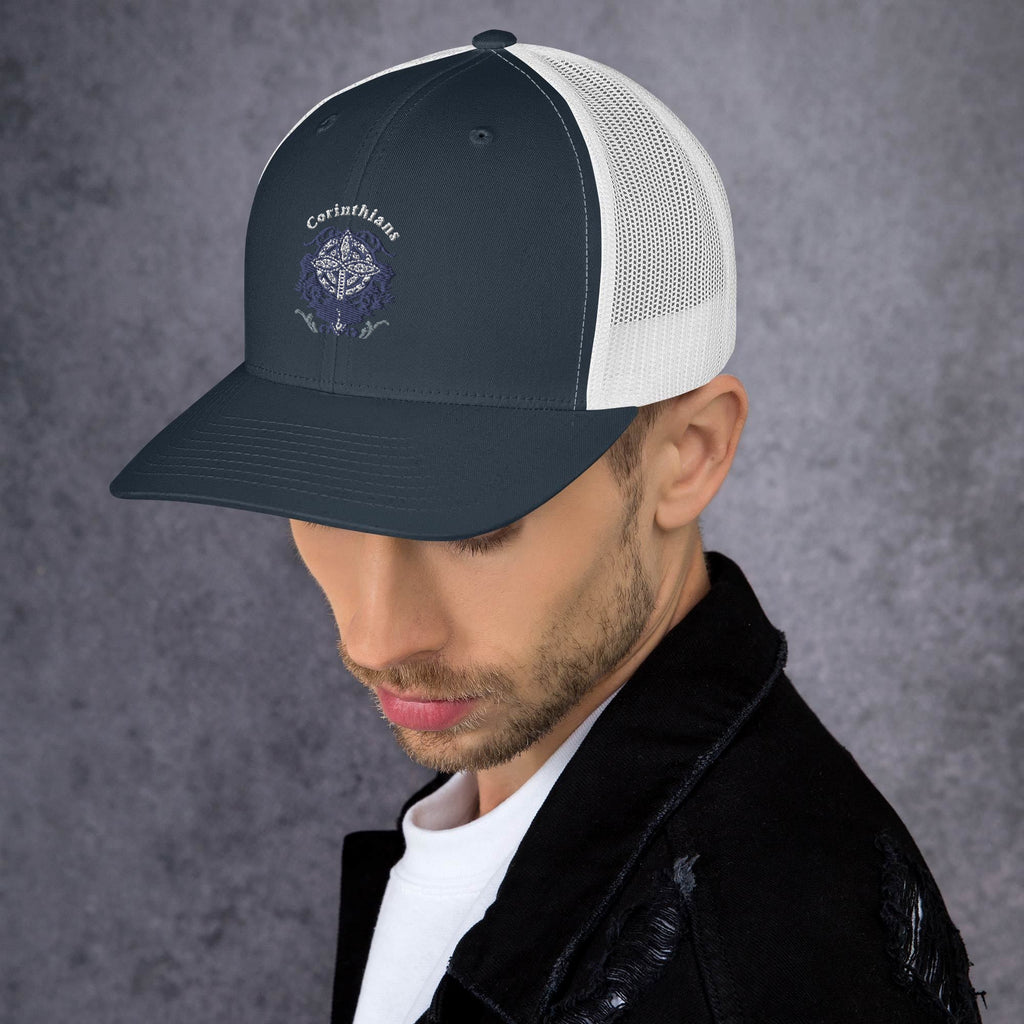 🧢 Corinthians Celtic Cross Trucker Hat – Embroidered Faith - Inspired Design | Hats – GodSpeed Threads