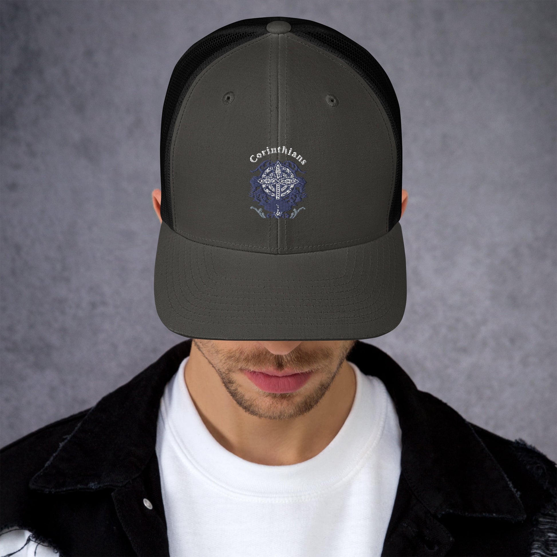 🧢 Corinthians Celtic Cross Trucker Hat – Embroidered Faith - Inspired Design | Hats – GodSpeed Threads