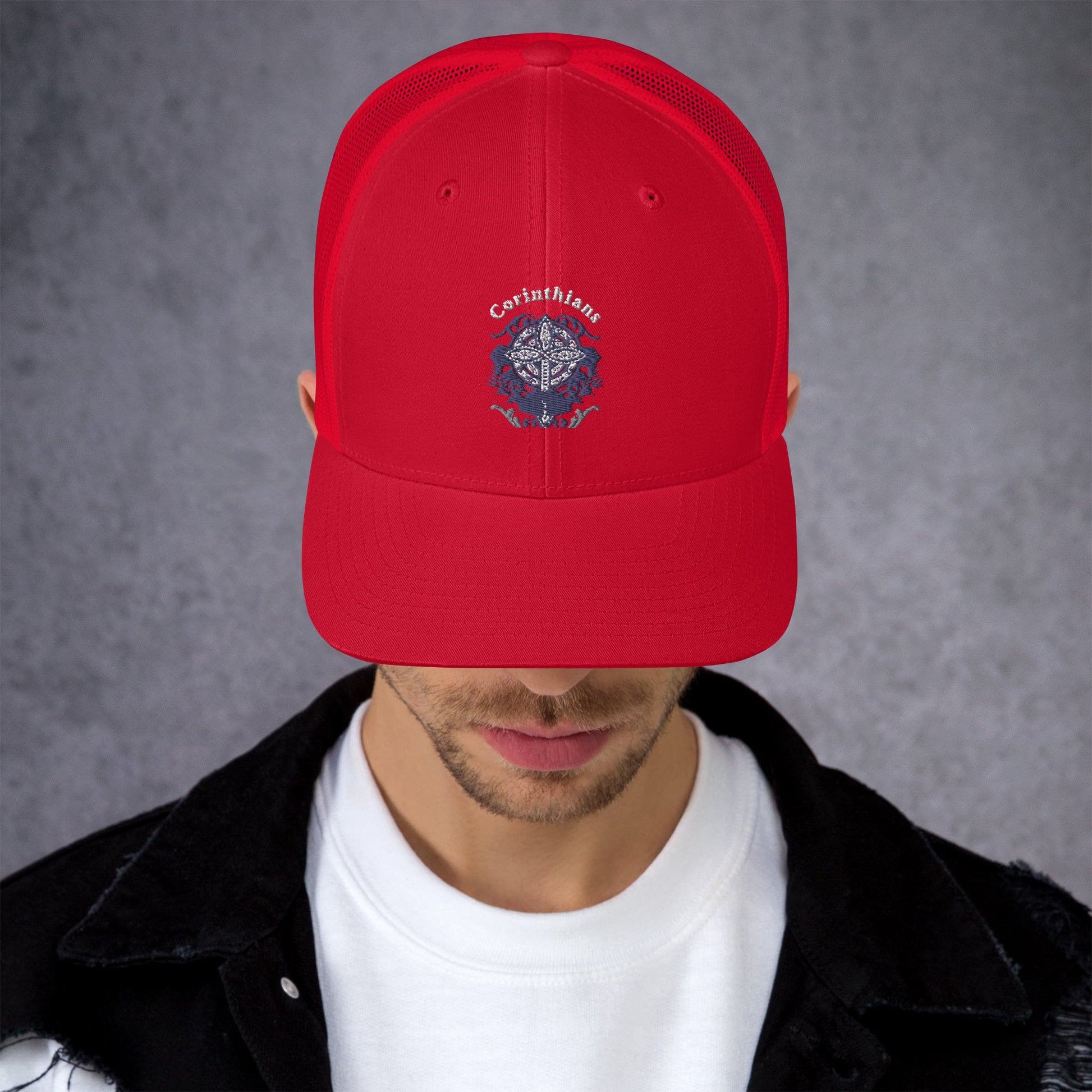 🧢 Corinthians Celtic Cross Trucker Hat – Embroidered Faith - Inspired Design | Hats – GodSpeed Threads