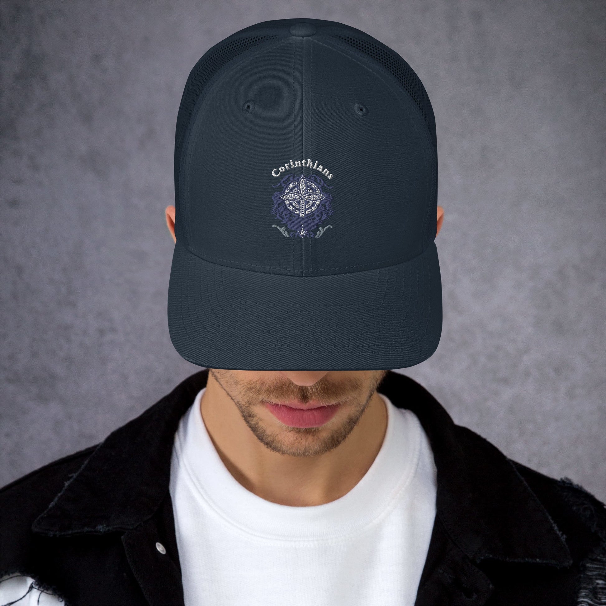 🧢 Corinthians Celtic Cross Trucker Hat – Embroidered Faith - Inspired Design | Hats – GodSpeed Threads