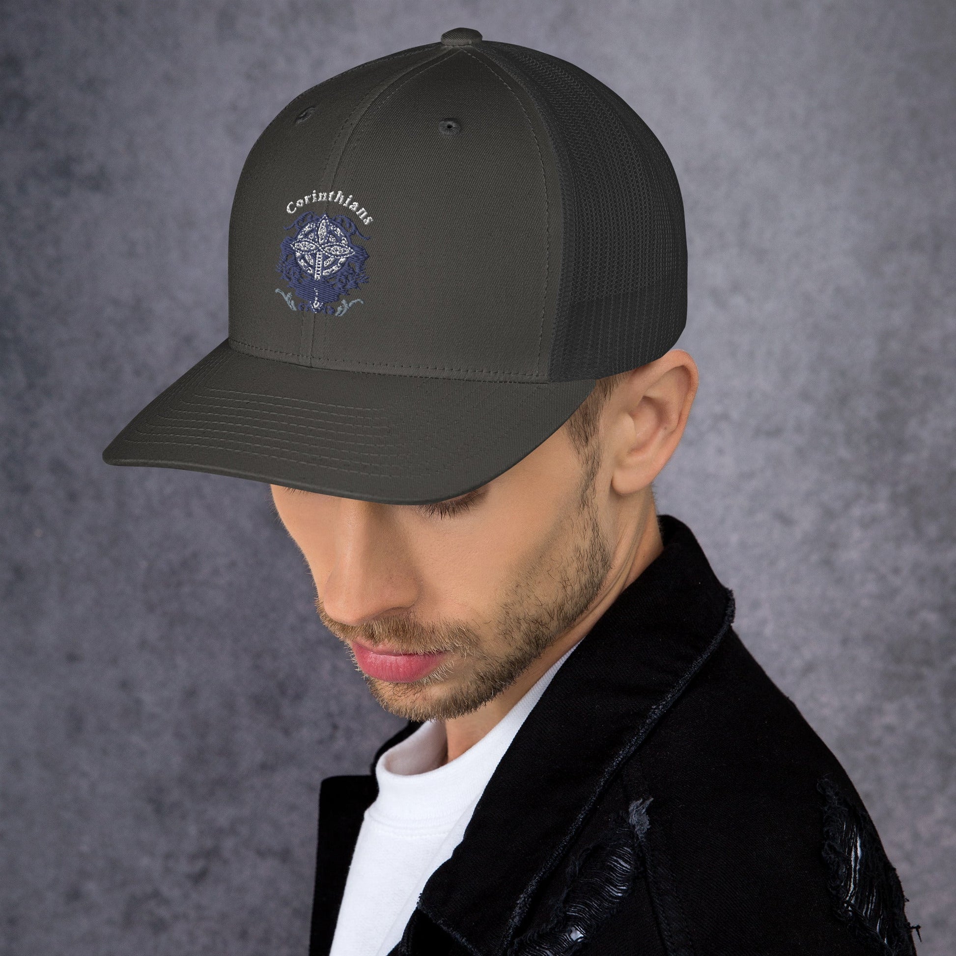 🧢 Corinthians Celtic Cross Trucker Hat – Embroidered Faith - Inspired Design | Hats – GodSpeed Threads