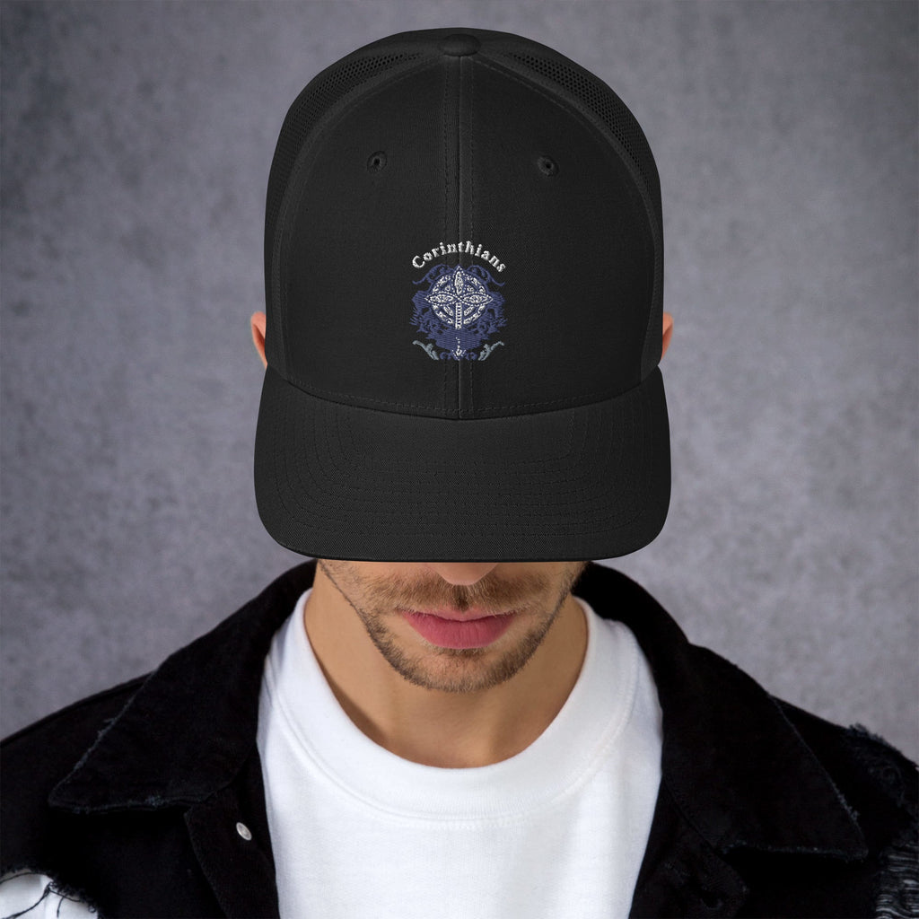 🧢 Corinthians Celtic Cross Trucker Hat – Embroidered Faith - Inspired Design | Hats – GodSpeed Threads
