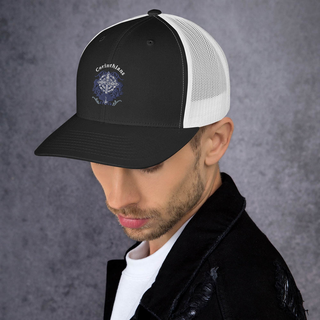 🧢 Corinthians Celtic Cross Trucker Hat – Embroidered Faith - Inspired Design | Hats – GodSpeed Threads