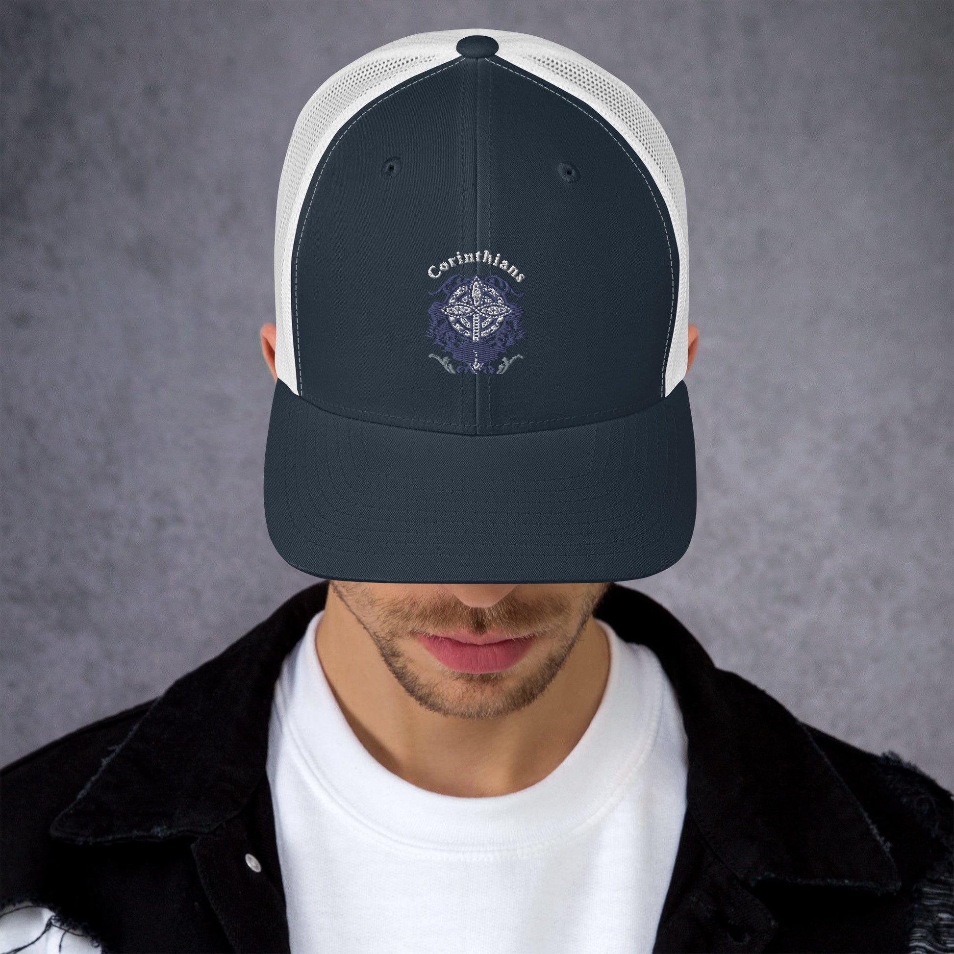 🧢 Corinthians Celtic Cross Trucker Hat – Embroidered Faith - Inspired Design | Hats – GodSpeed Threads