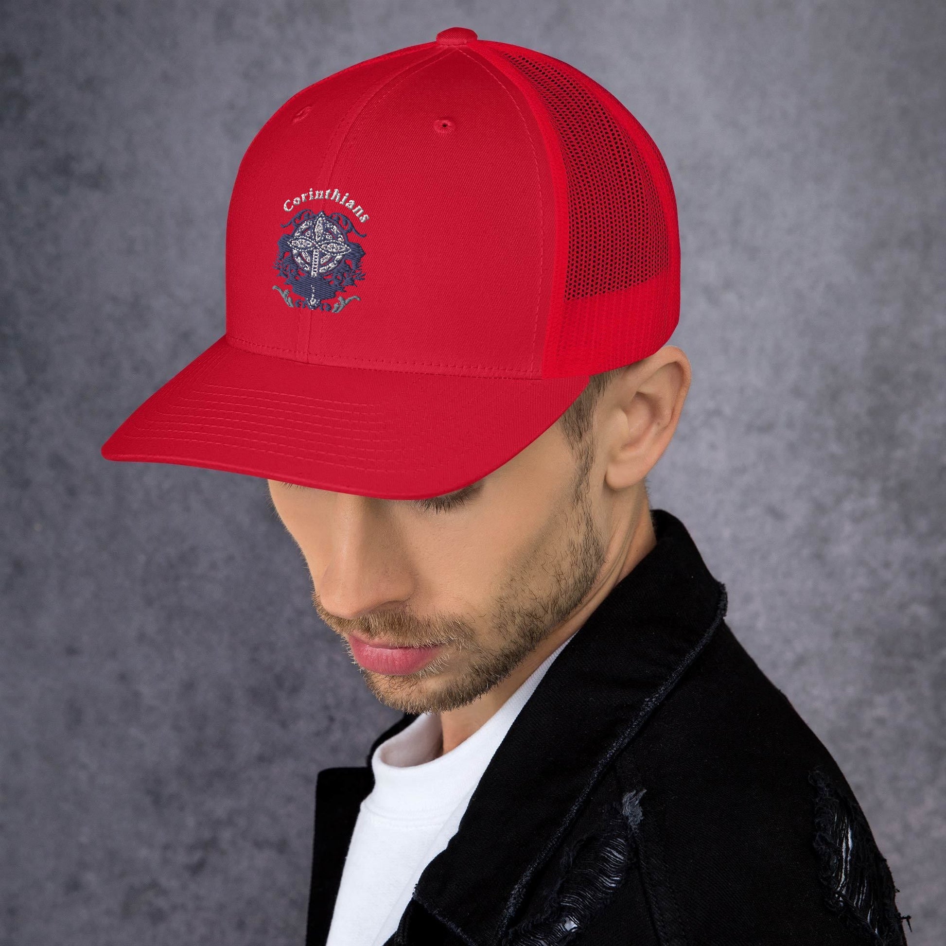 🧢 Corinthians Celtic Cross Trucker Hat – Embroidered Faith - Inspired Design | Hats – GodSpeed Threads