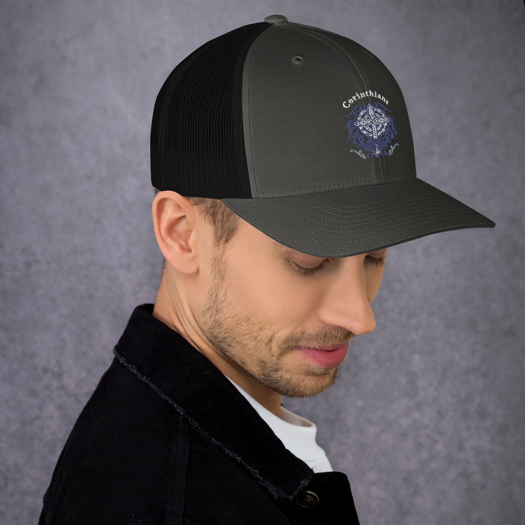 🧢 Corinthians Celtic Cross Trucker Hat – Embroidered Faith - Inspired Design | Hats – GodSpeed Threads