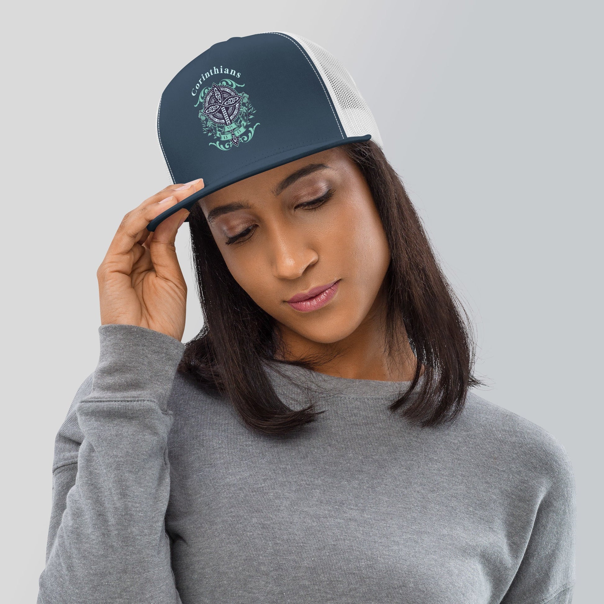 ✝️ Corinthians Cross Trucker Snapback Hat – Faith & Style in One | Hats – GodSpeed Threads