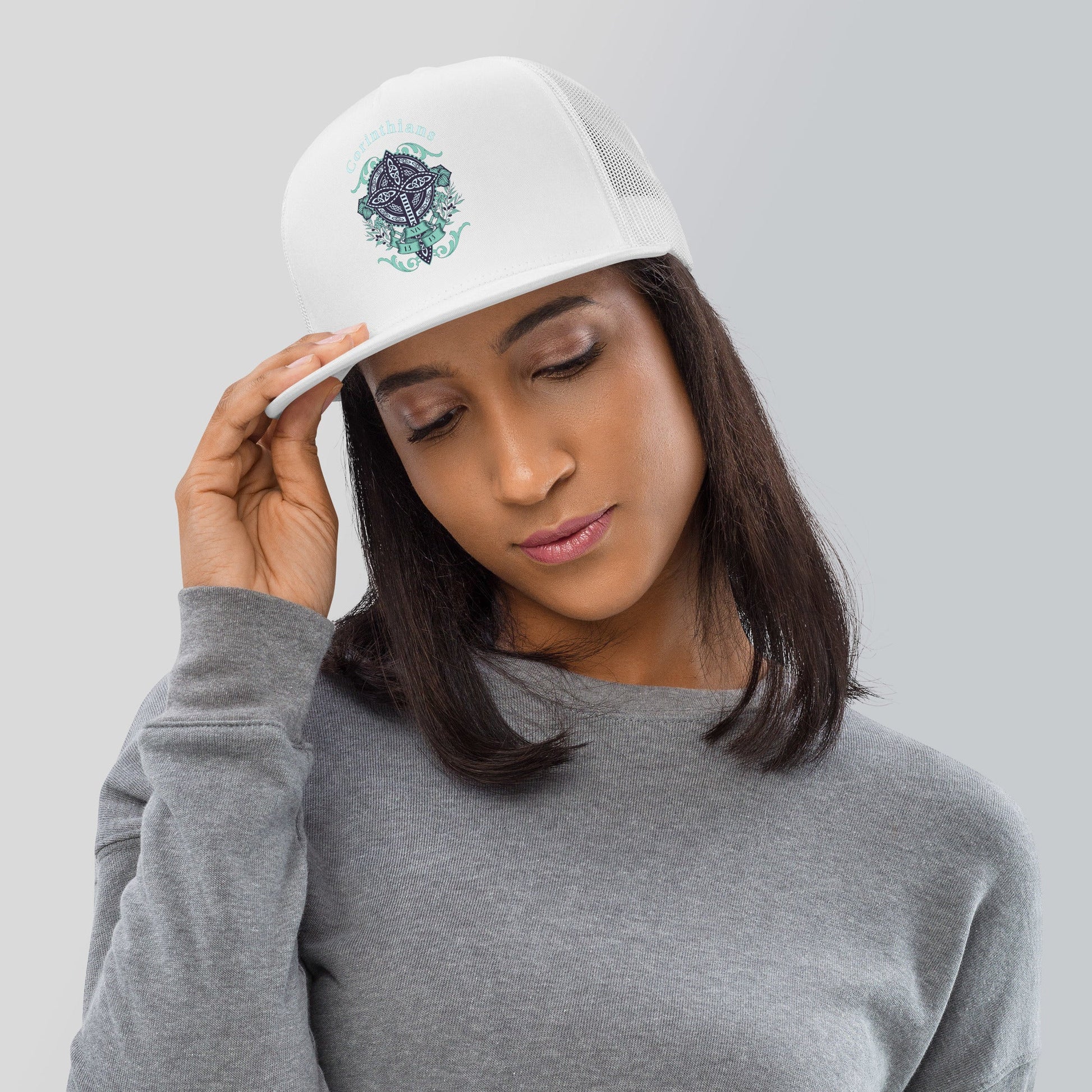 ✝️ Corinthians Cross Trucker Snapback Hat – Faith & Style in One | Hats – GodSpeed Threads