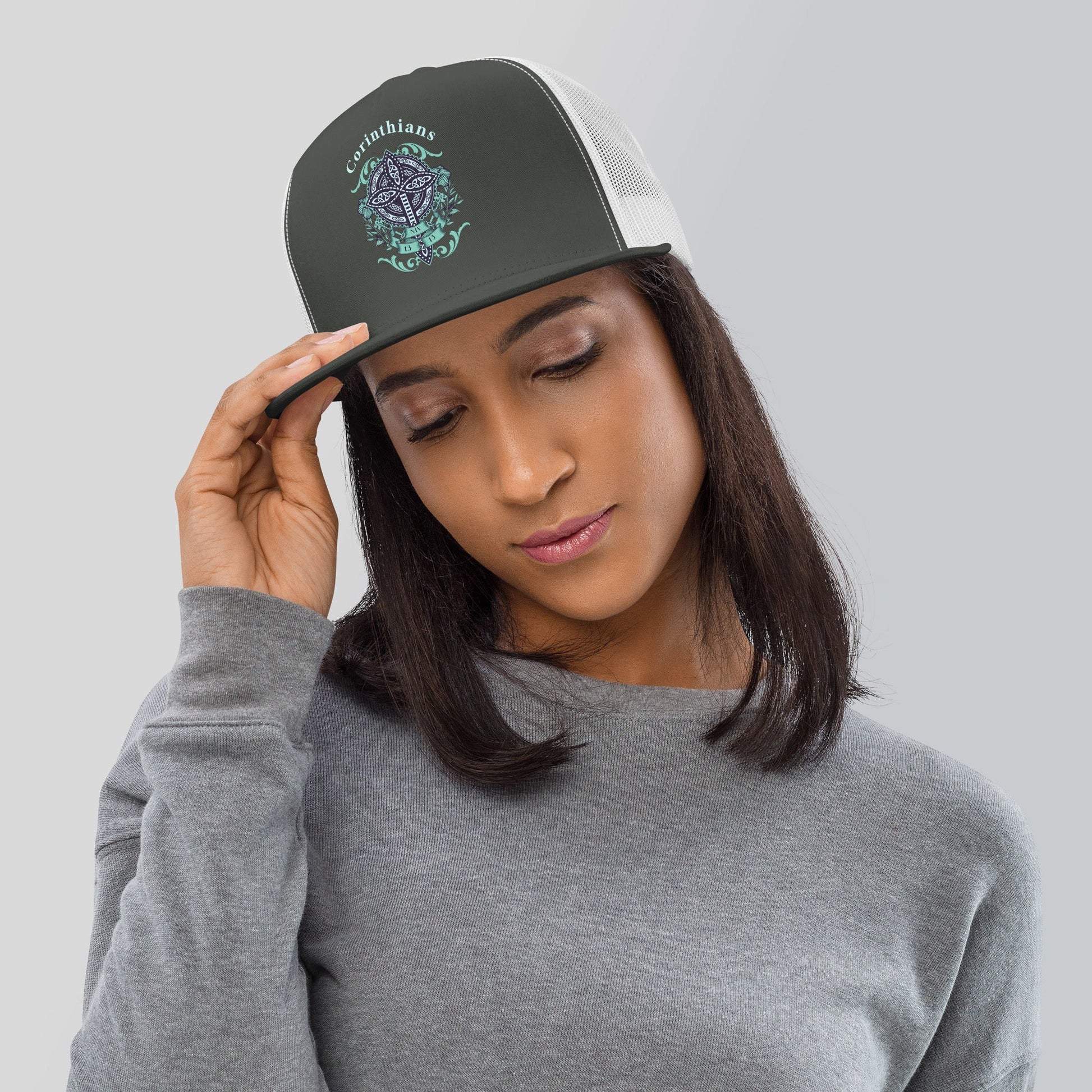 ✝️ Corinthians Cross Trucker Snapback Hat – Faith & Style in One | Hats – GodSpeed Threads