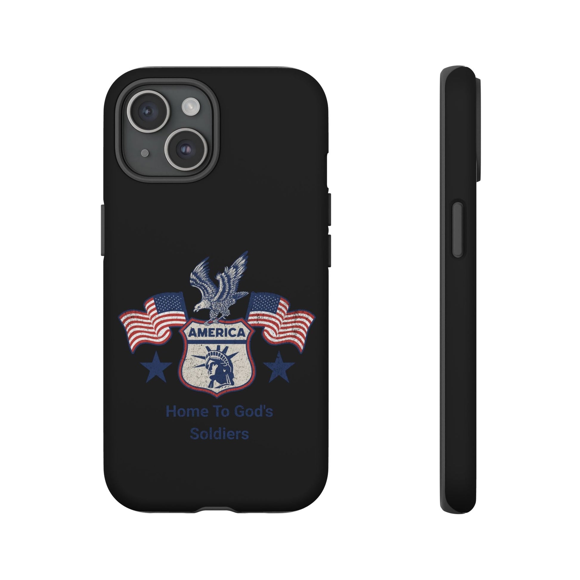 Custom Phone Case, Tough Cases for Veterans, Patriotic Gift, Home to God's Soldiers, USA Flag Accessory, Memorial Day | Phone Case – GodSpeed Threads