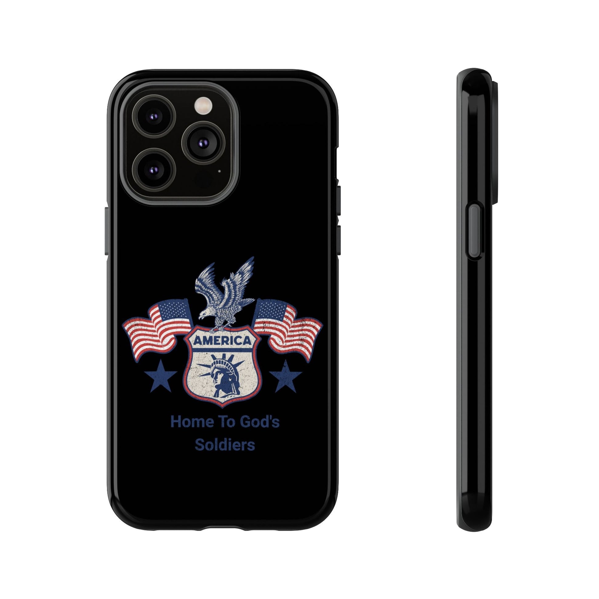 Custom Phone Case, Tough Cases for Veterans, Patriotic Gift, Home to God's Soldiers, USA Flag Accessory, Memorial Day | Phone Case – GodSpeed Threads
