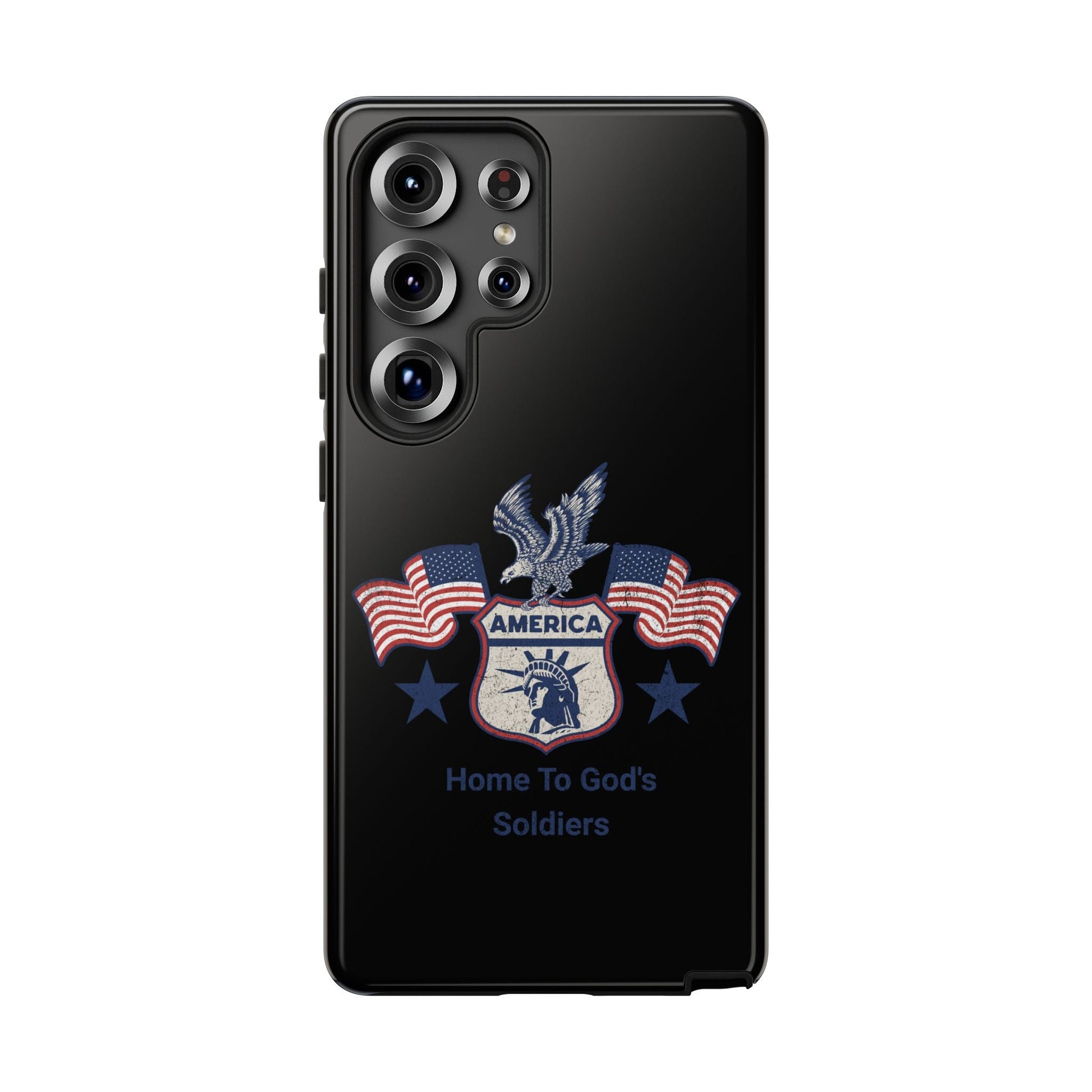 Custom Phone Case, Tough Cases for Veterans, Patriotic Gift, Home to God's Soldiers, USA Flag Accessory, Memorial Day | Phone Case – GodSpeed Threads