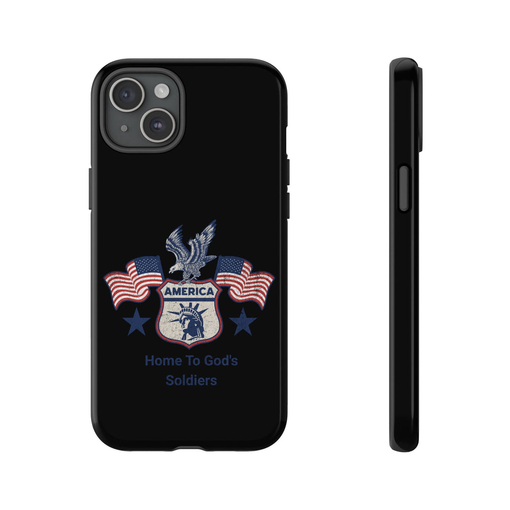 Custom Phone Case, Tough Cases for Veterans, Patriotic Gift, Home to God's Soldiers, USA Flag Accessory, Memorial Day | Phone Case – GodSpeed Threads