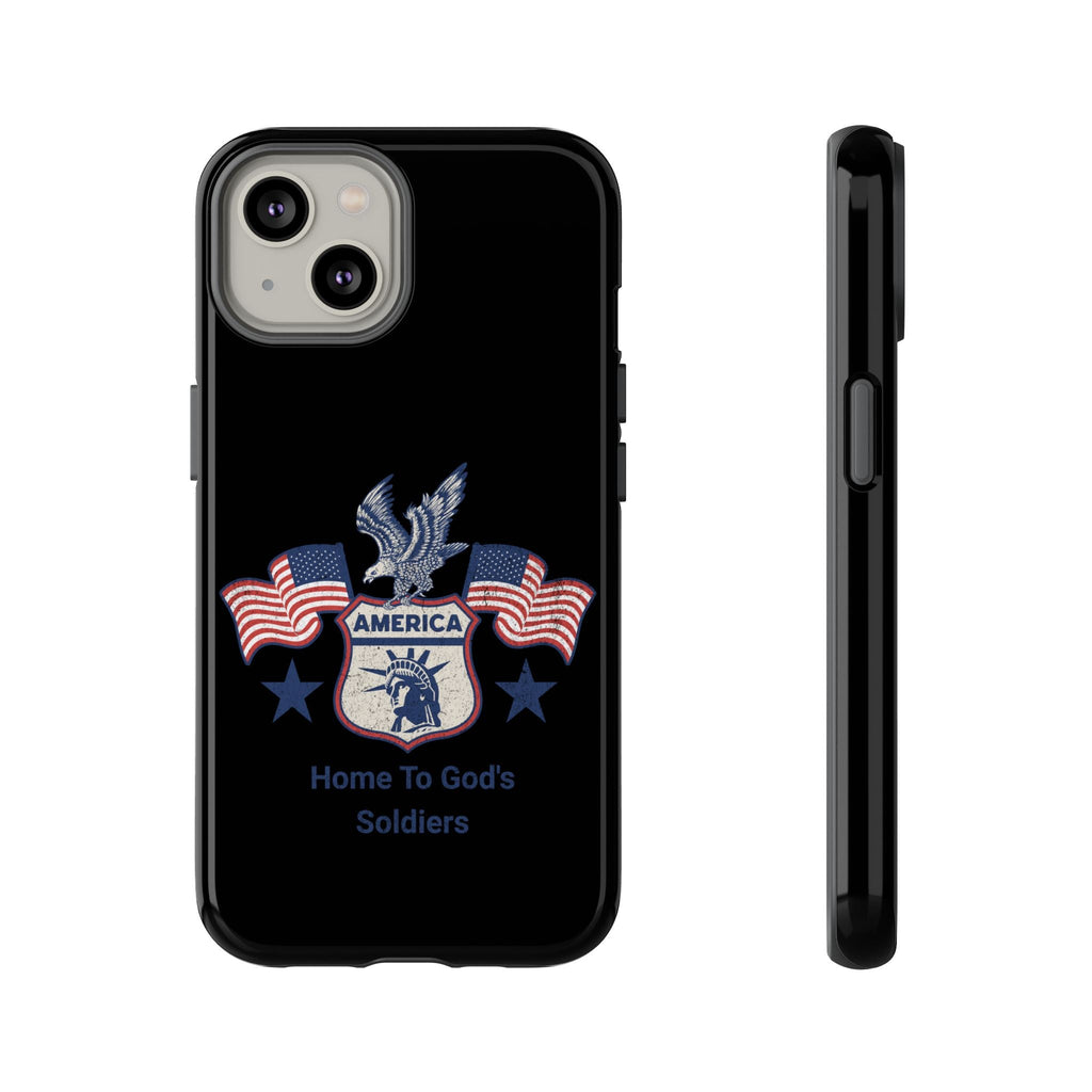 Custom Phone Case, Tough Cases for Veterans, Patriotic Gift, Home to God's Soldiers, USA Flag Accessory, Memorial Day | Phone Case – GodSpeed Threads