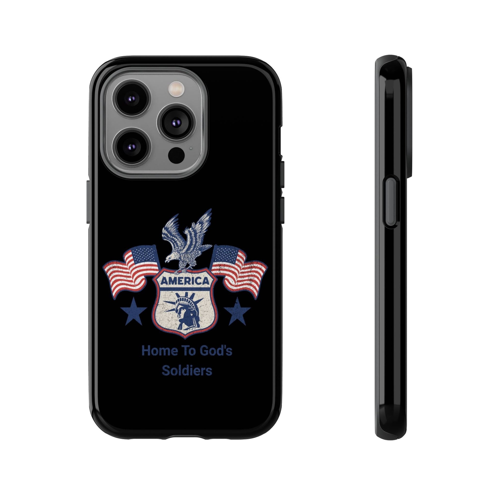 Custom Phone Case, Tough Cases for Veterans, Patriotic Gift, Home to God's Soldiers, USA Flag Accessory, Memorial Day | Phone Case – GodSpeed Threads