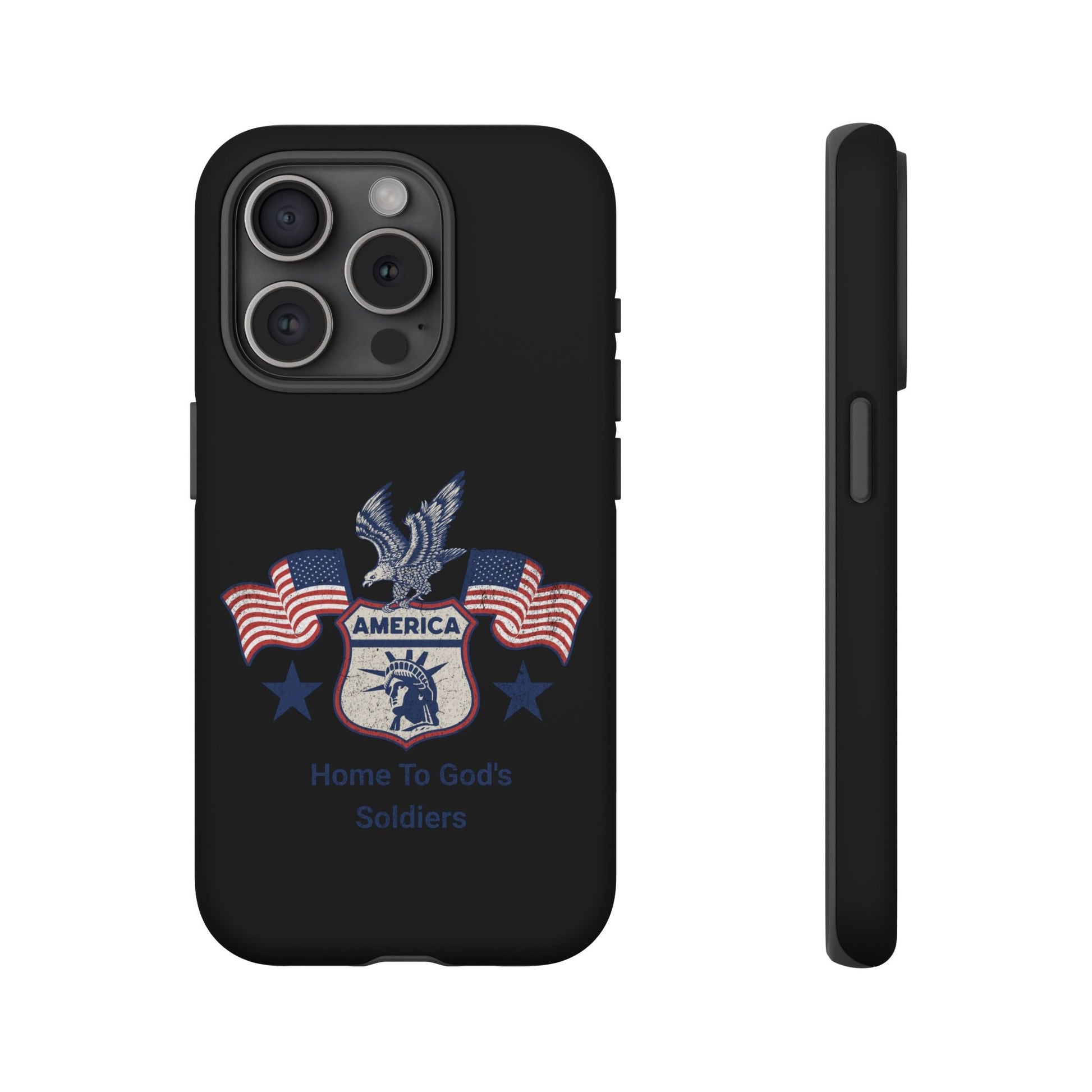 Custom Phone Case, Tough Cases for Veterans, Patriotic Gift, Home to God's Soldiers, USA Flag Accessory, Memorial Day | Phone Case – GodSpeed Threads