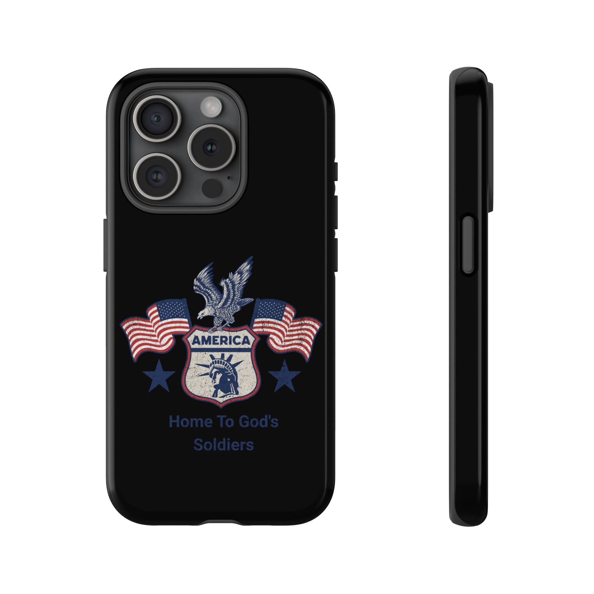 Custom Phone Case, Tough Cases for Veterans, Patriotic Gift, Home to God's Soldiers, USA Flag Accessory, Memorial Day | Phone Case – GodSpeed Threads