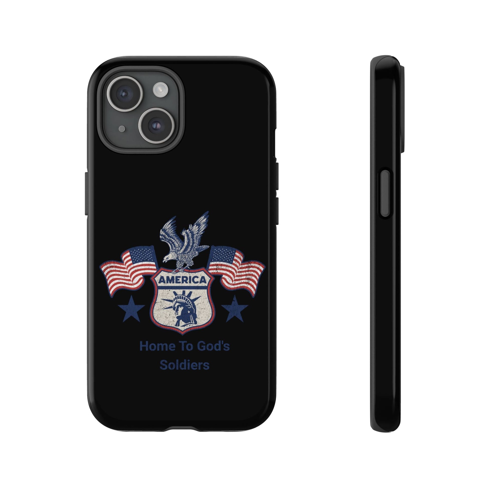 Custom Phone Case, Tough Cases for Veterans, Patriotic Gift, Home to God's Soldiers, USA Flag Accessory, Memorial Day | Phone Case – GodSpeed Threads