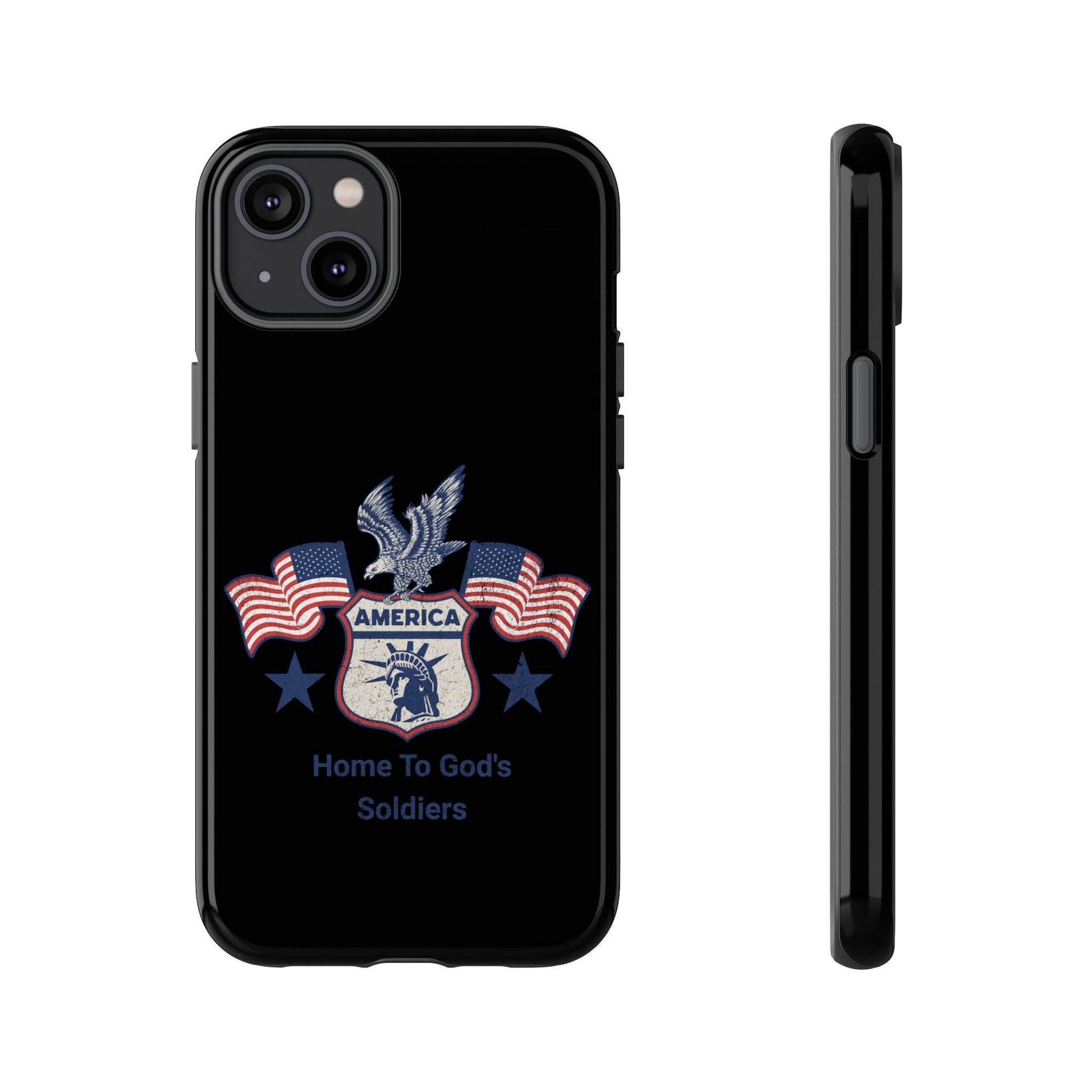 Custom Phone Case, Tough Cases for Veterans, Patriotic Gift, Home to God's Soldiers, USA Flag Accessory, Memorial Day | Phone Case – GodSpeed Threads