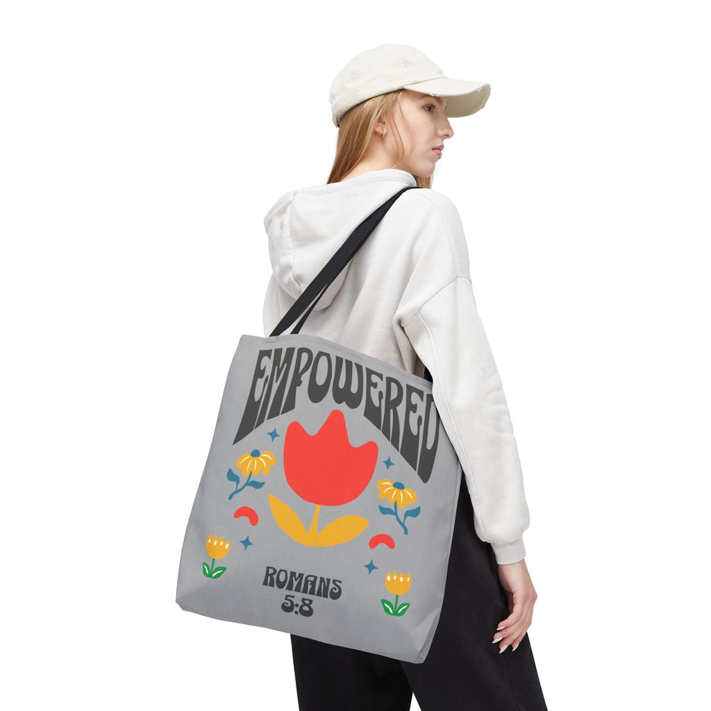 Empowered Floral Tote Bag | Inspirational Canvas Bag for Everyday | Romans 5:8 | Gift for Women, Motivational, Church, Travel | Bags – GodSpeed Threads