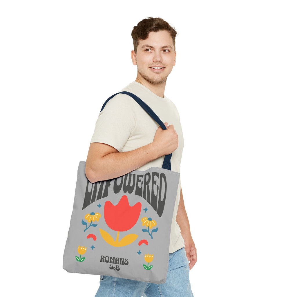 Empowered Floral Tote Bag | Inspirational Canvas Bag for Everyday | Romans 5:8 | Gift for Women, Motivational, Church, Travel | Bags – GodSpeed Threads