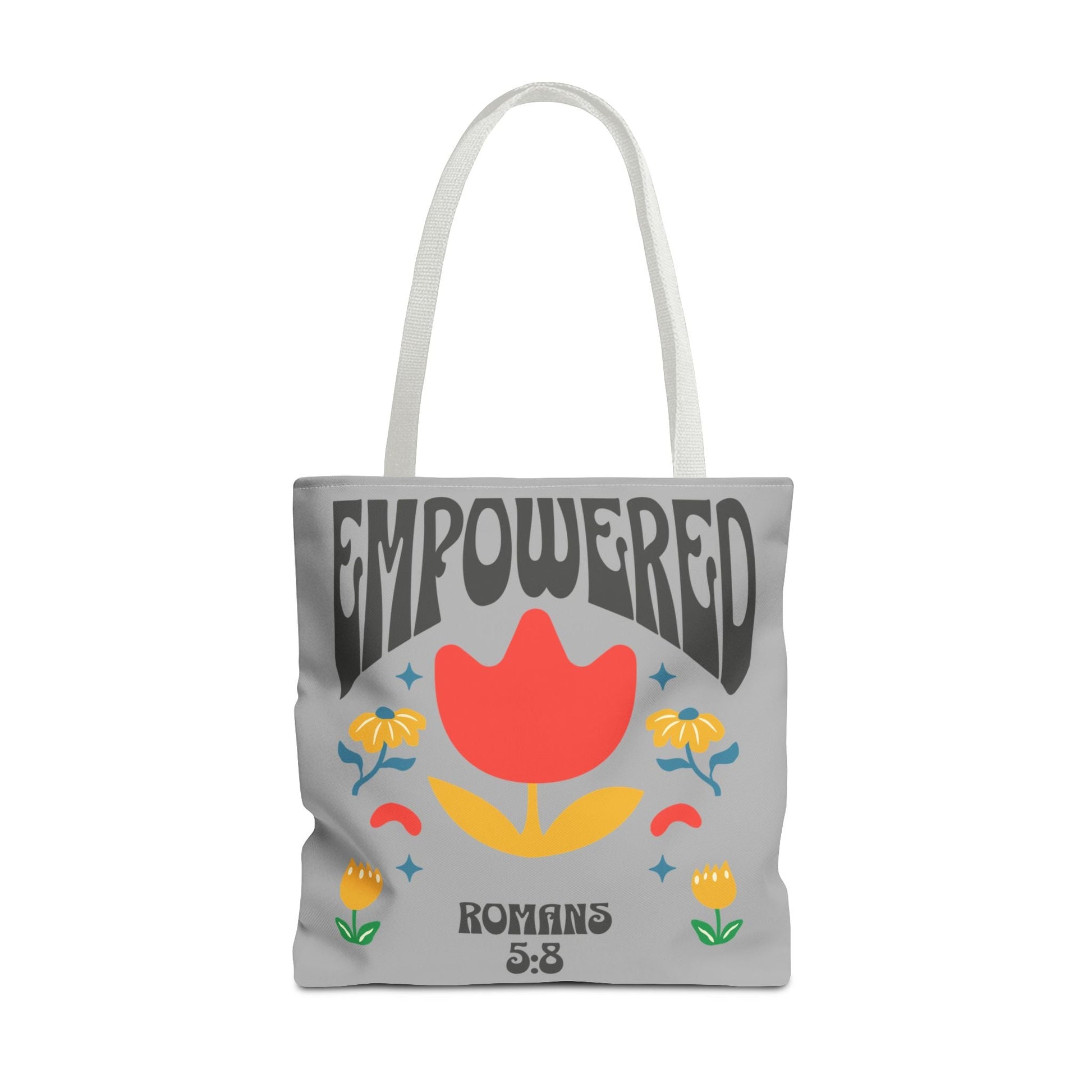 Empowered Floral Tote Bag | Inspirational Canvas Bag for Everyday | Romans 5:8 | Gift for Women, Motivational, Church, Travel | Bags – GodSpeed Threads