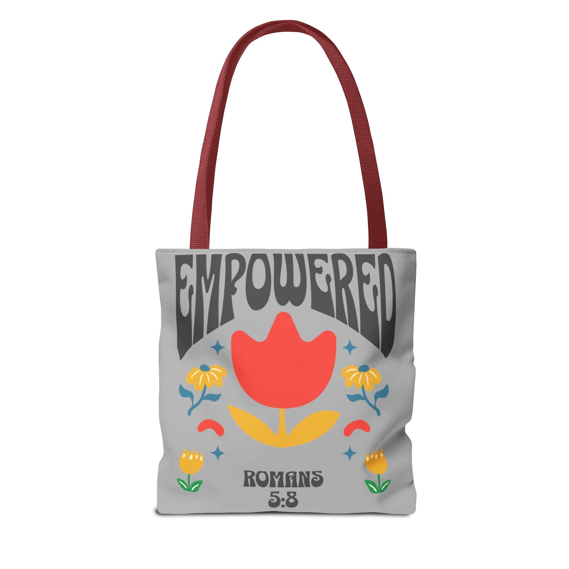 Empowered Floral Tote Bag | Inspirational Canvas Bag for Everyday | Romans 5:8 | Gift for Women, Motivational, Church, Travel | Bags – GodSpeed Threads