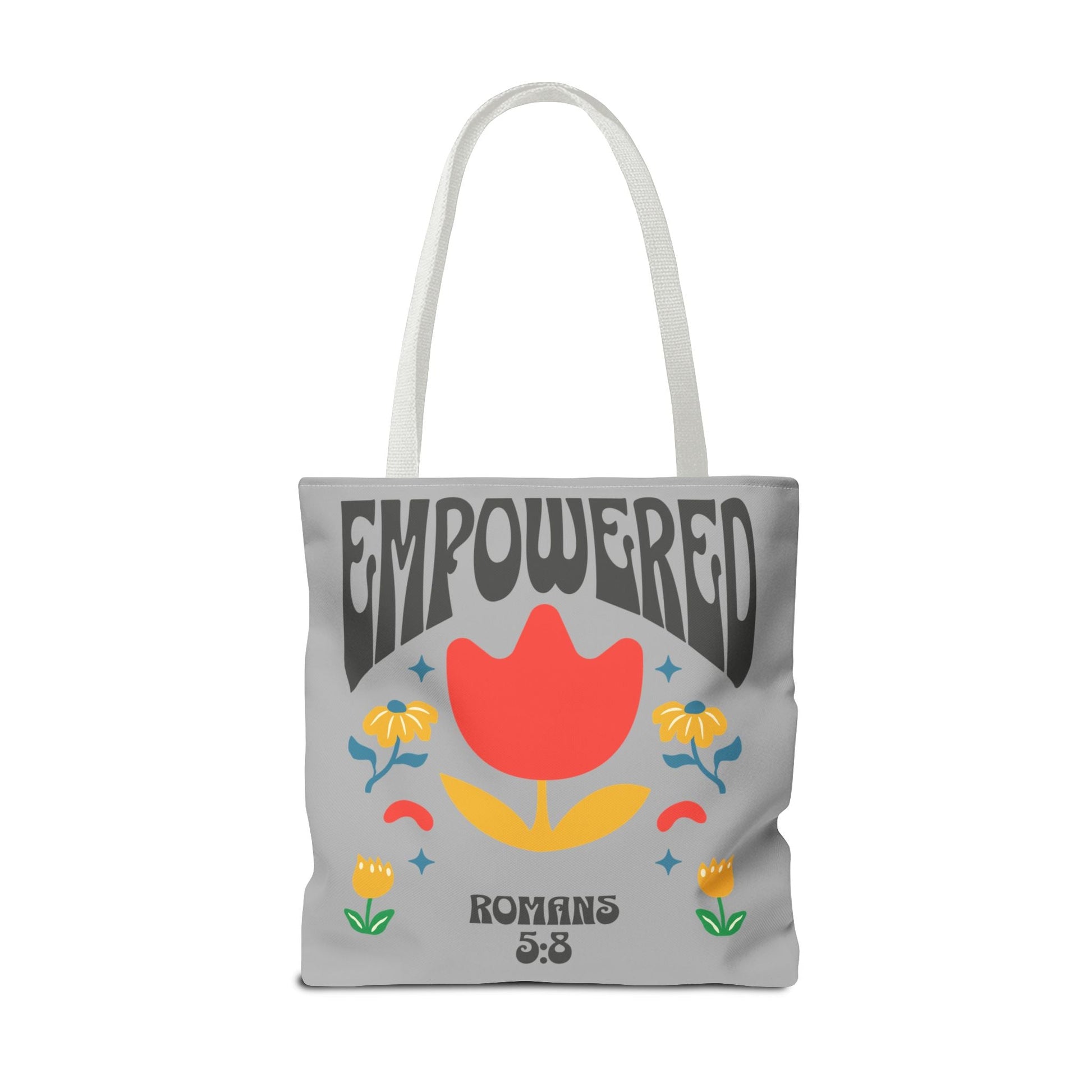 Empowered Floral Tote Bag | Inspirational Canvas Bag for Everyday | Romans 5:8 | Gift for Women, Motivational, Church, Travel | Bags – GodSpeed Threads