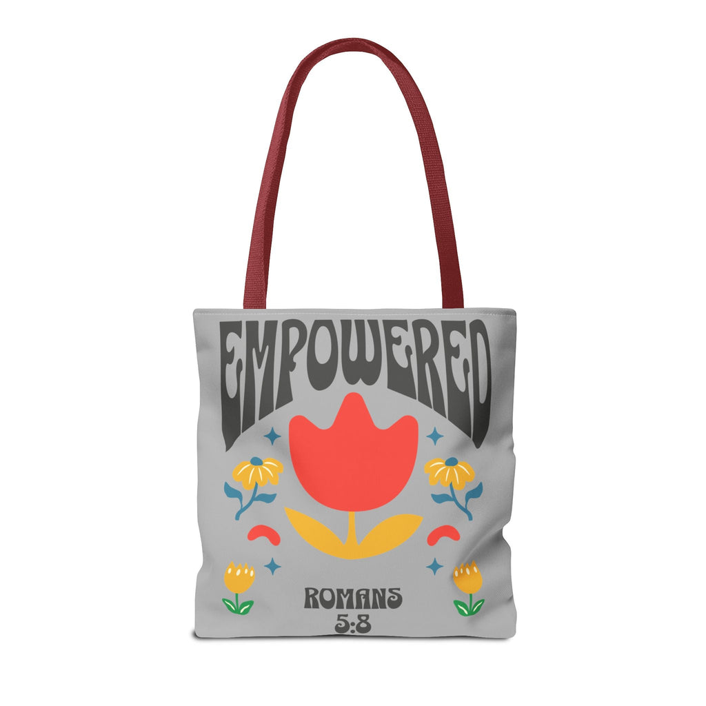 Empowered Floral Tote Bag | Inspirational Canvas Bag for Everyday | Romans 5:8 | Gift for Women, Motivational, Church, Travel | Bags – GodSpeed Threads