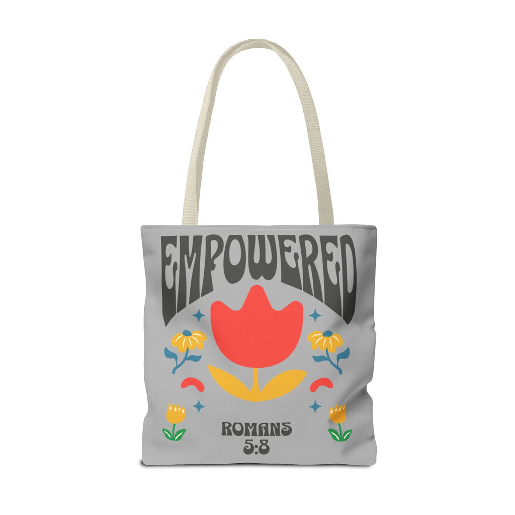 Empowered Floral Tote Bag | Inspirational Canvas Bag for Everyday | Romans 5:8 | Gift for Women, Motivational, Church, Travel | Bags – GodSpeed Threads