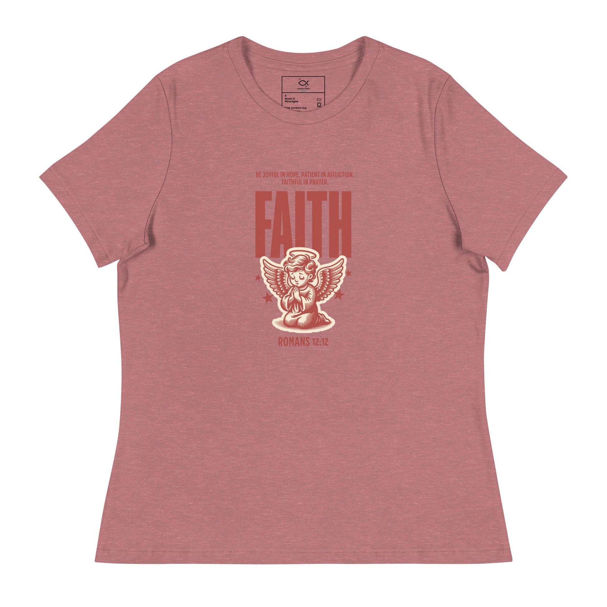 Faith Romans 12:12 Christian T-Shirt – Inspirational Angel Design | – GodSpeed Threads